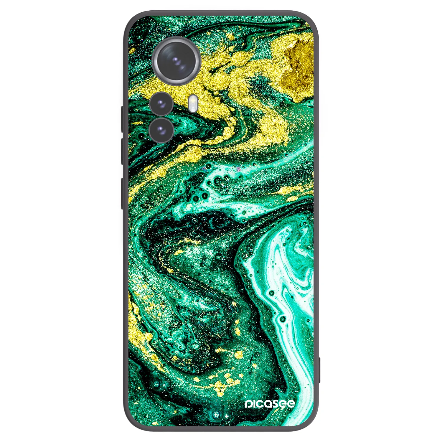 Picasee crna silikonska maskica za Xiaomi 12 Pro - Green Gold