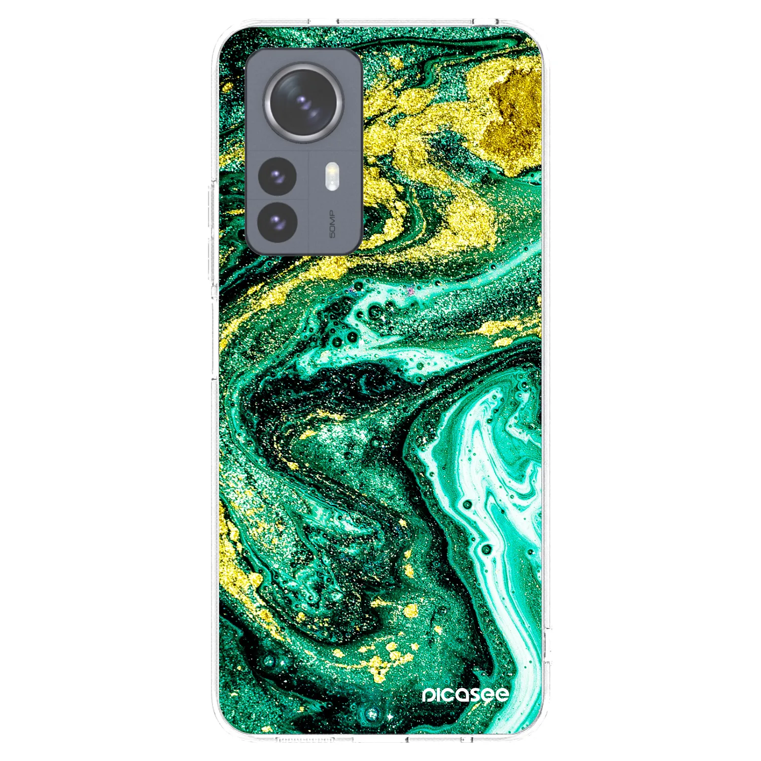 Picasee silikonska prozirna maskica za Xiaomi 12 Pro - Green Gold