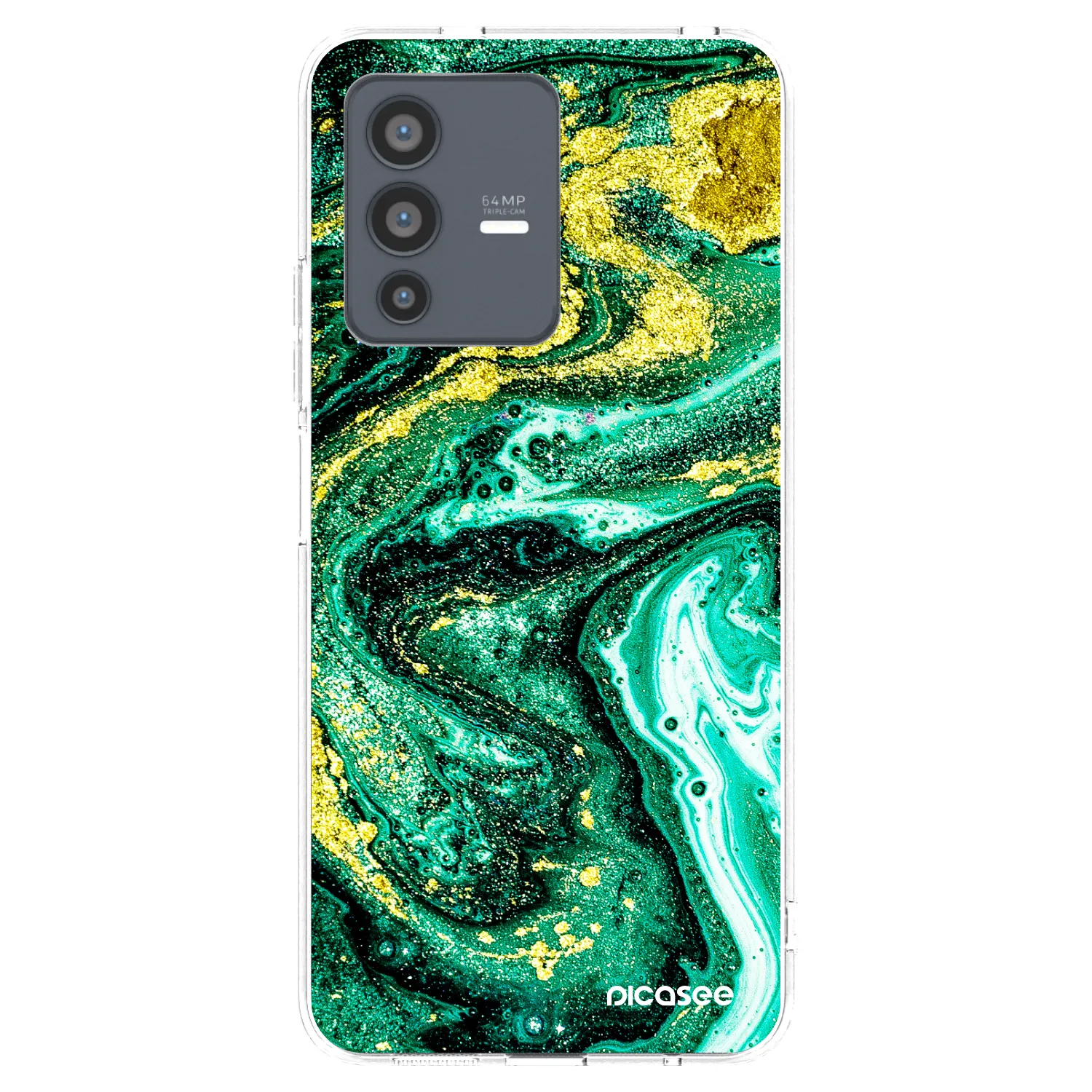 Picasee silikonska prozirna maskica za Vivo V23 5G - Green Gold