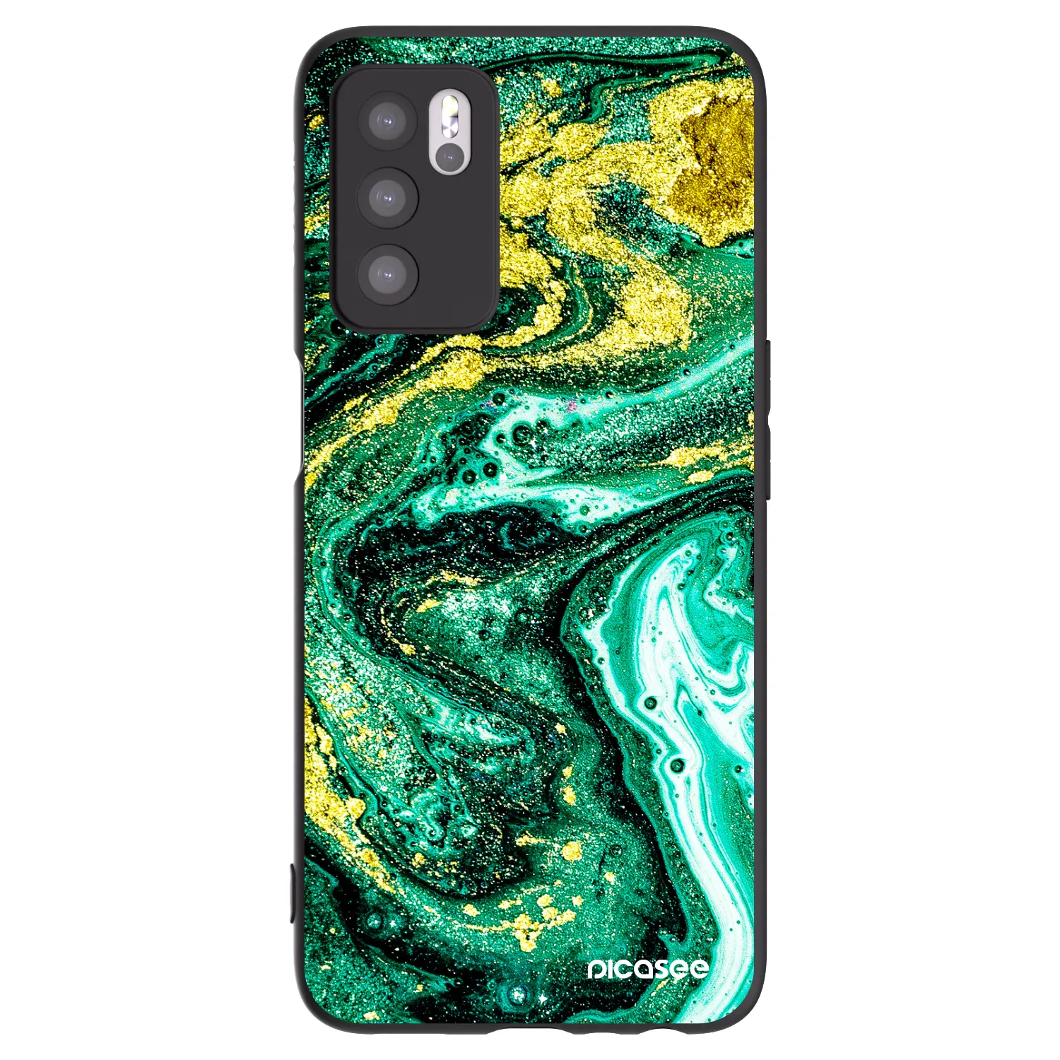 Picasee crna silikonska maskica za OPPO A16s - Green Gold