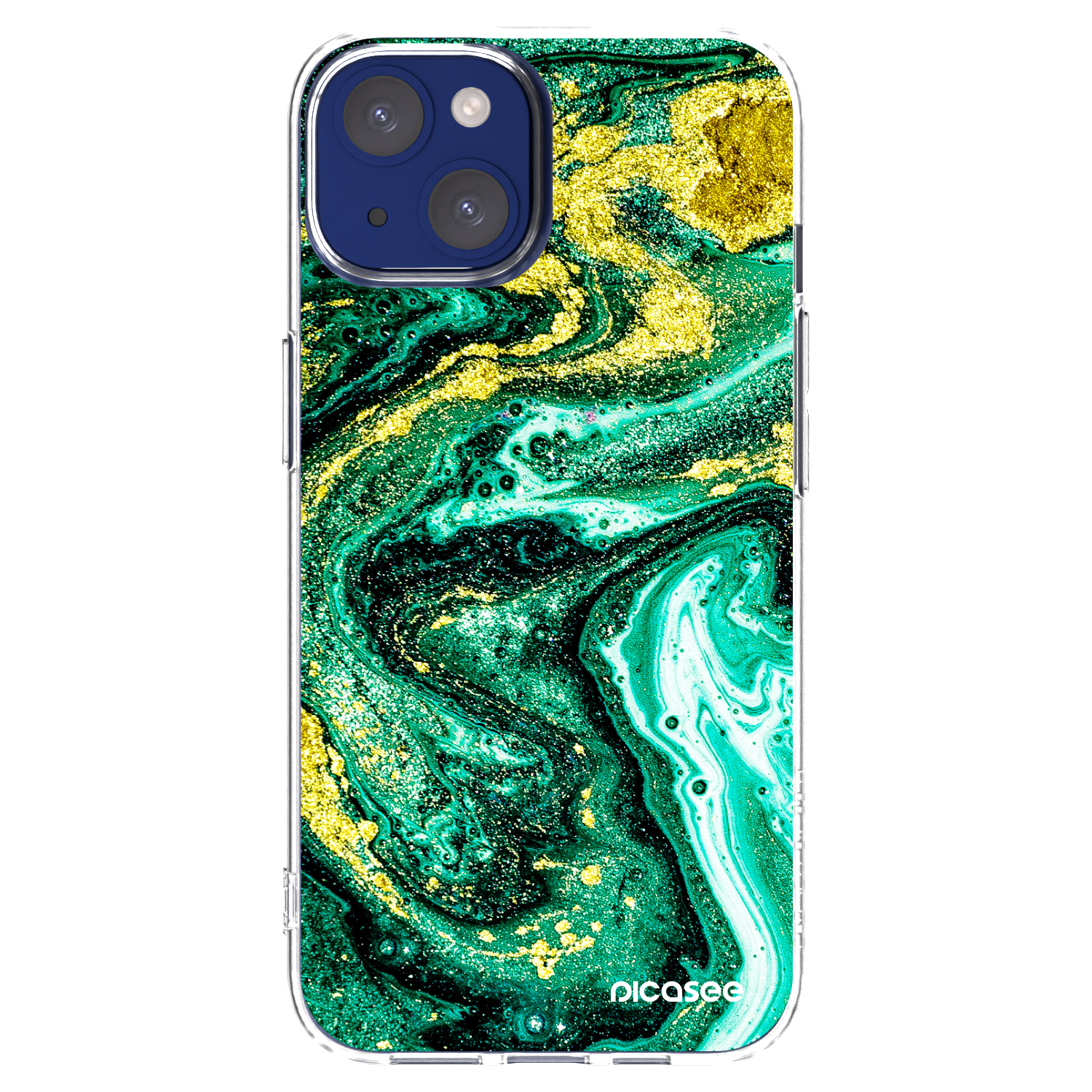 Picasee silikonska prozirna maskica za Apple iPhone 14 - Green Gold