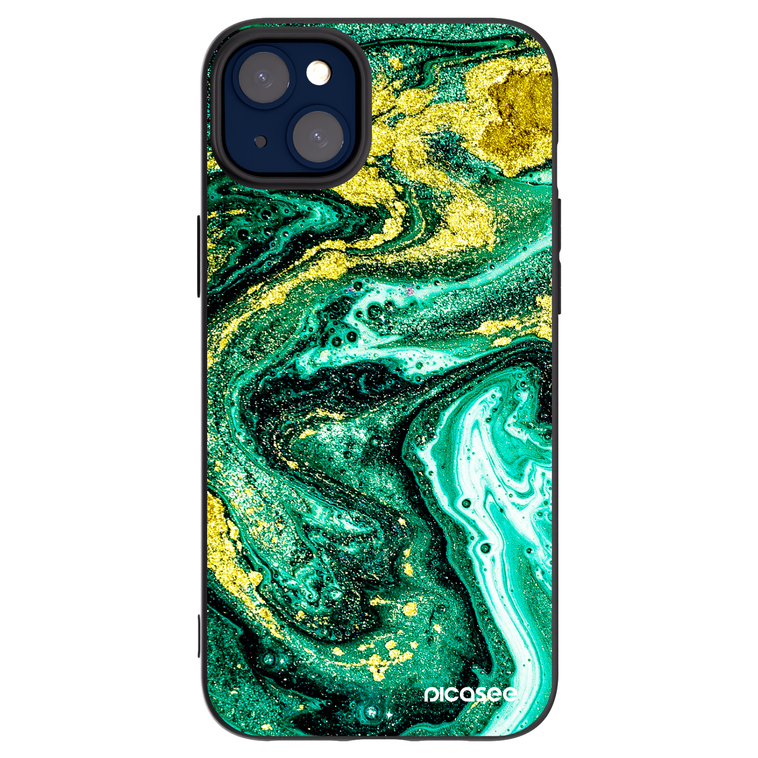Picasee crna silikonska maskica za Apple iPhone 14 Plus - Green Gold