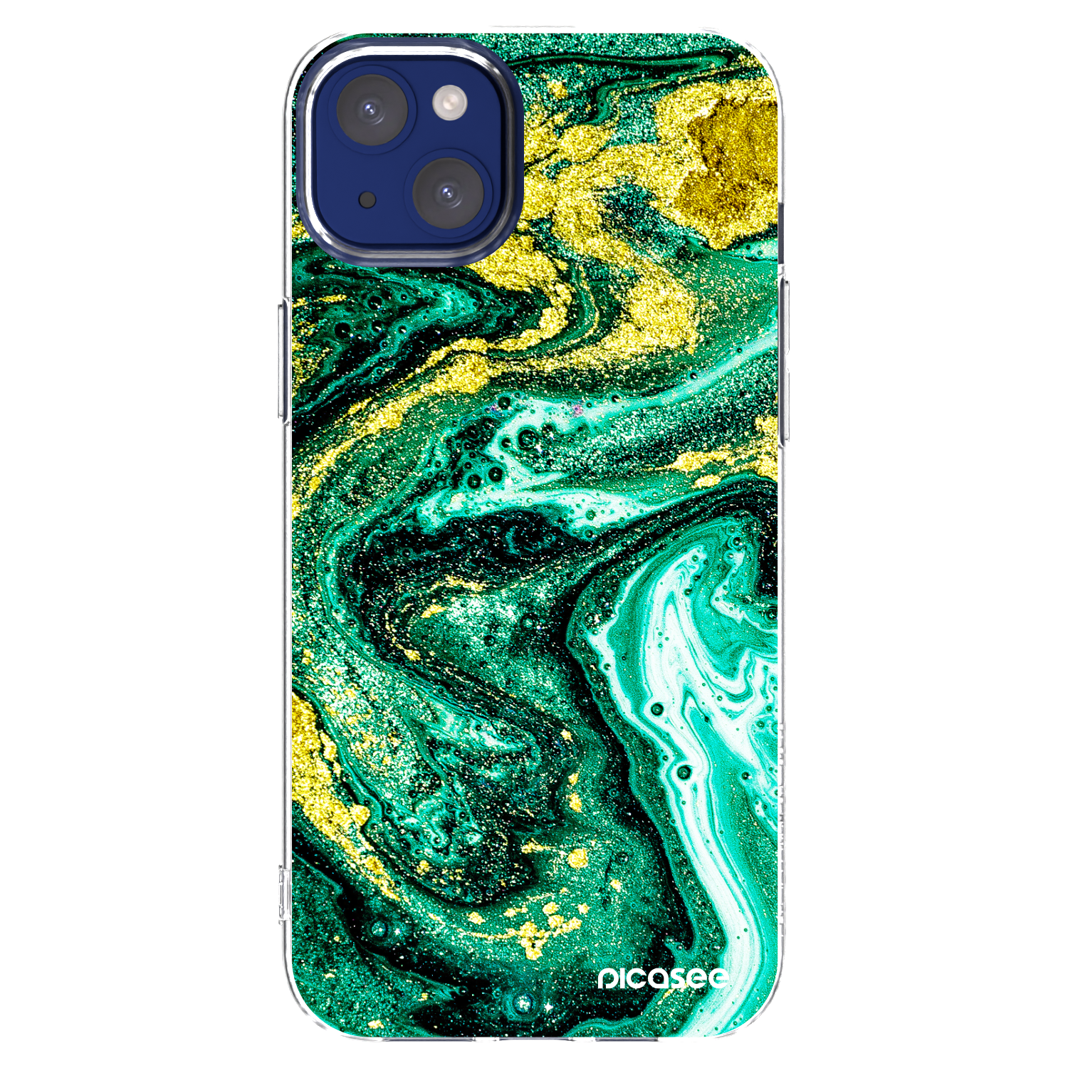 Picasee silikonska prozirna maskica za Apple iPhone 14 Plus - Green Gold