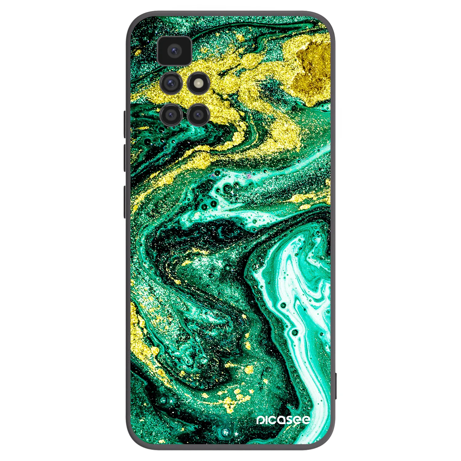 Picasee crna silikonska maskica za Xiaomi Redmi 10 (2022) - Green Gold