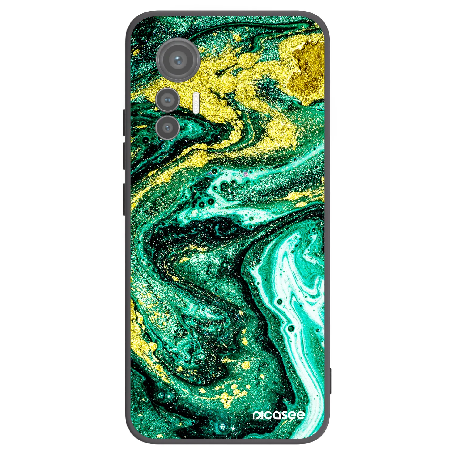 Picasee crna silikonska maskica za Xiaomi 12 Lite - Green Gold