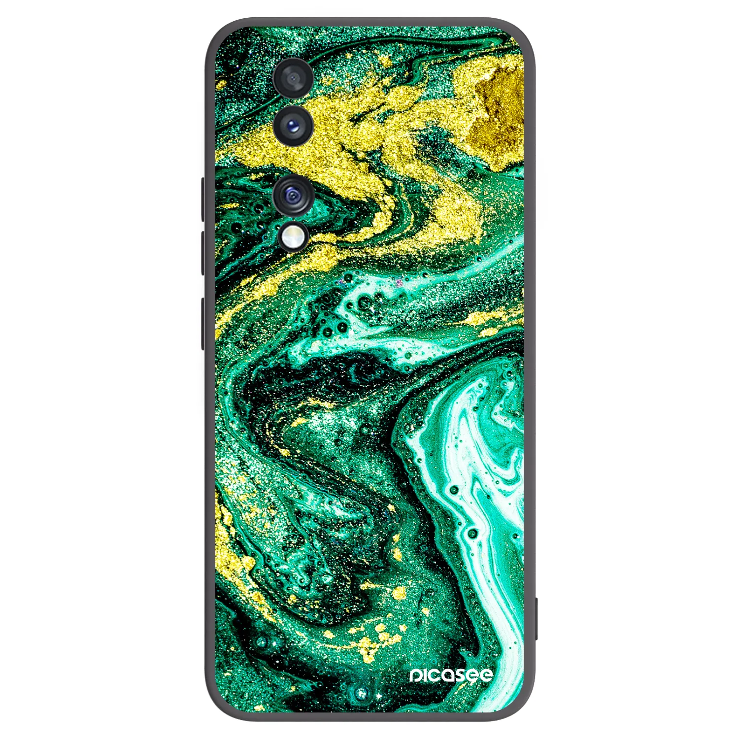 Picasee crna silikonska maskica za Honor 70 - Green Gold