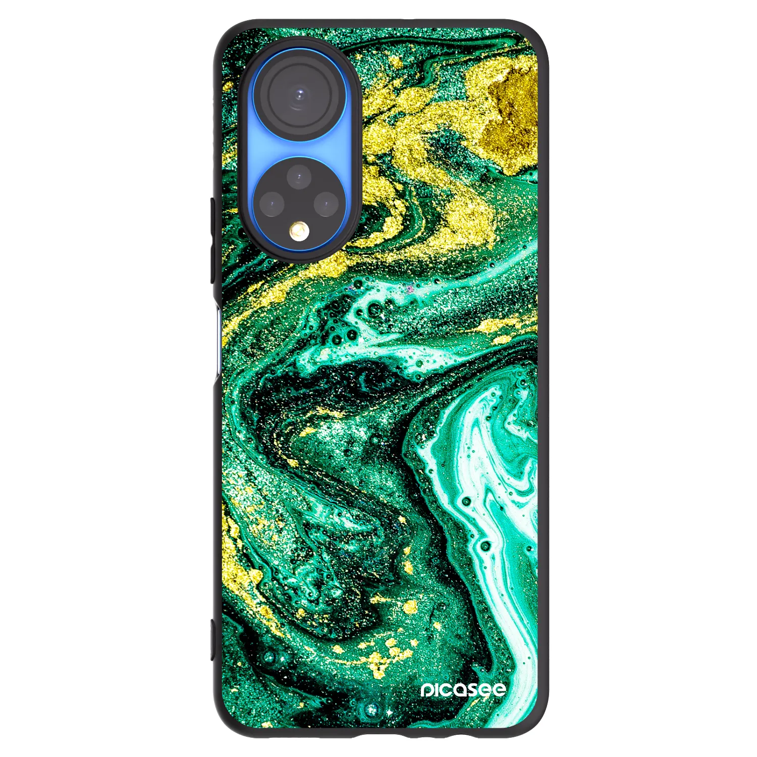 Picasee crna silikonska maskica za Honor X7 - Green Gold