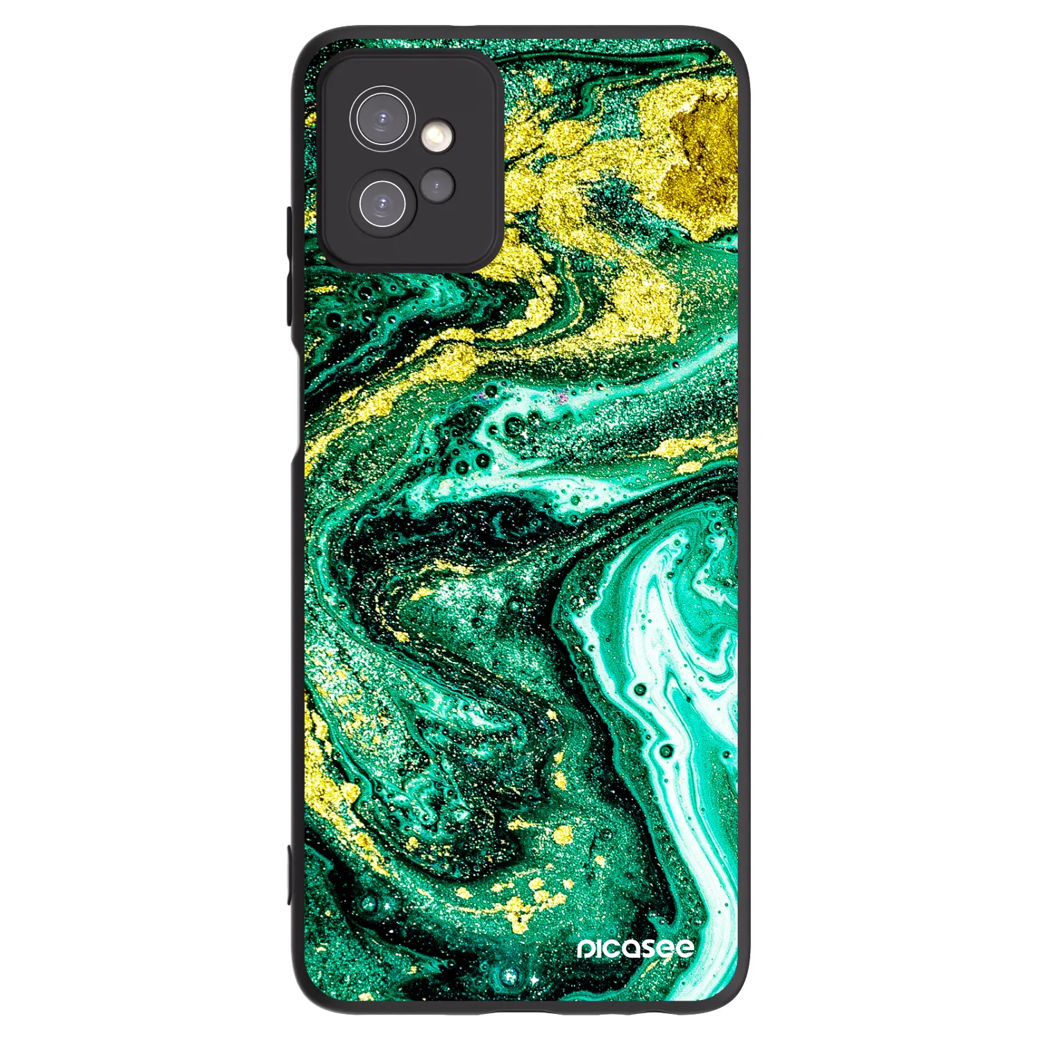 Picasee crna silikonska maskica za Motorola Moto G32 - Green Gold