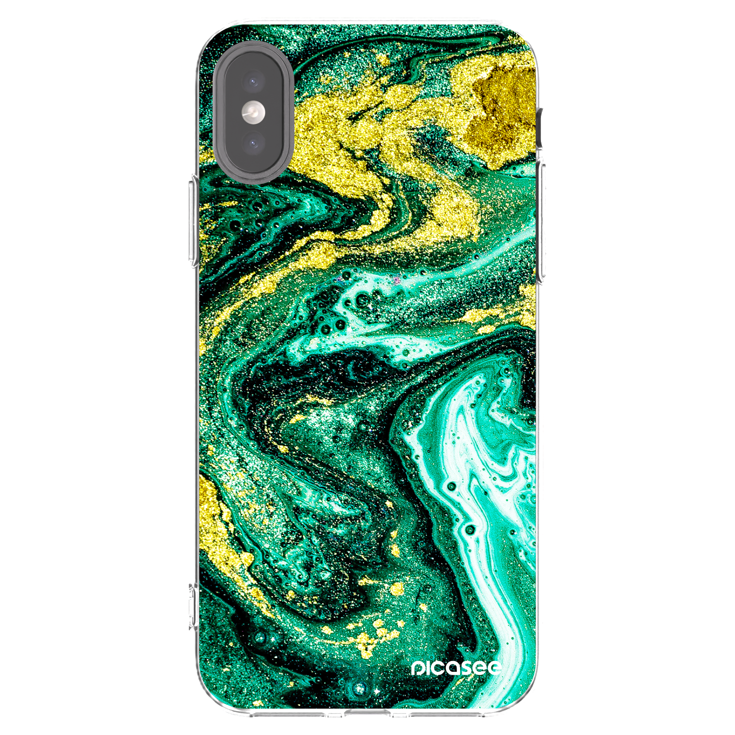 Picasee silikonska prozirna maskica za Apple iPhone X/XS - Green Gold