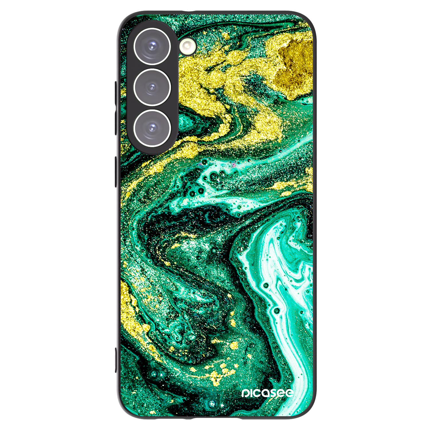 Picasee crna silikonska maskica za Samsung Galaxy S23+ 5G - Green Gold