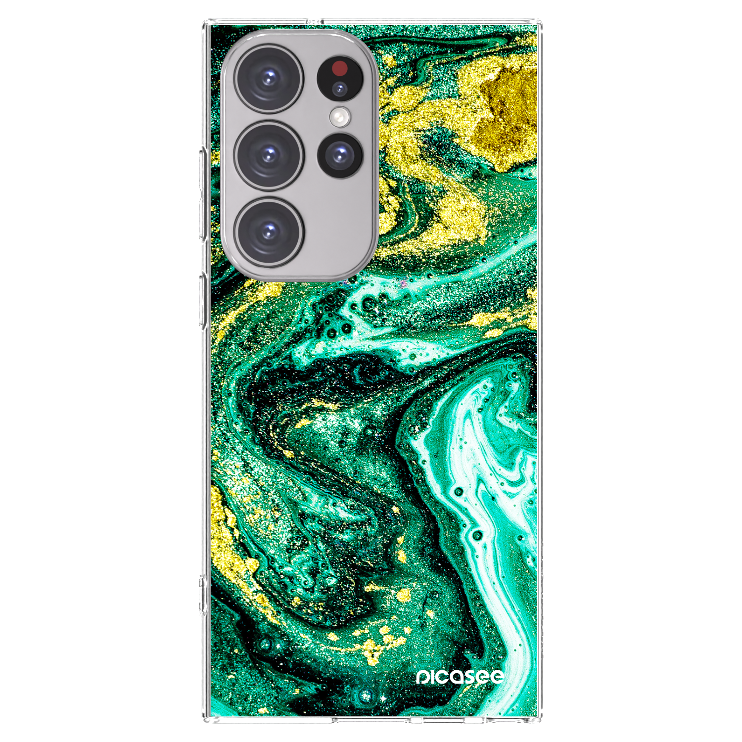 Picasee silikonska prozirna maskica za Samsung Galaxy S23 Ultra 5G - Green Gold