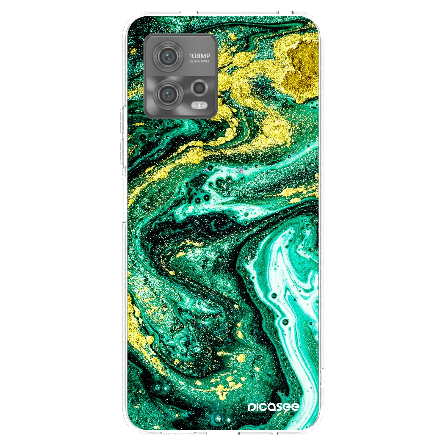 Picasee silikonska prozirna maskica za Motorola Moto G72 - Green Gold