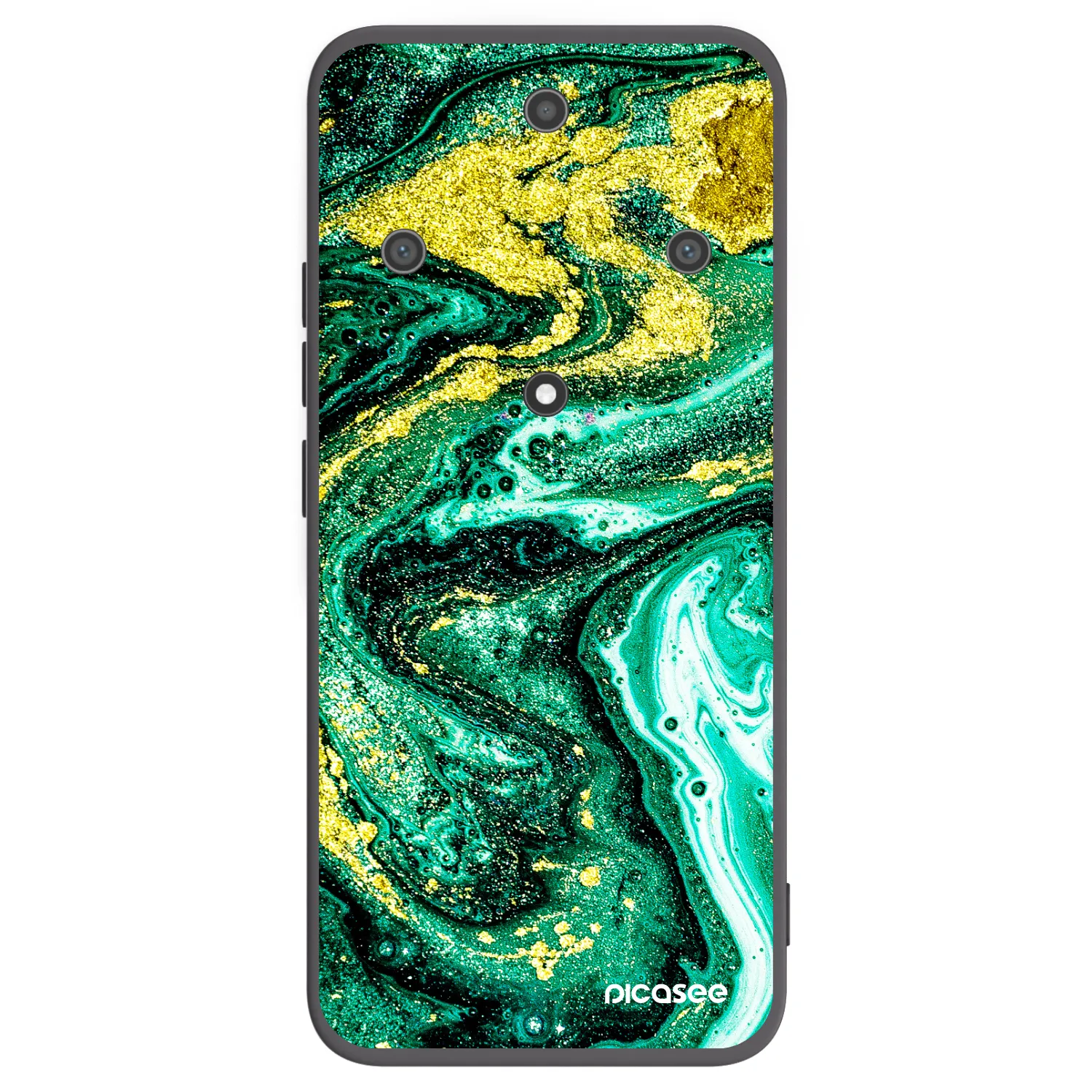 Picasee crna silikonska maskica za Honor Magic5 Lite 5G - Green Gold