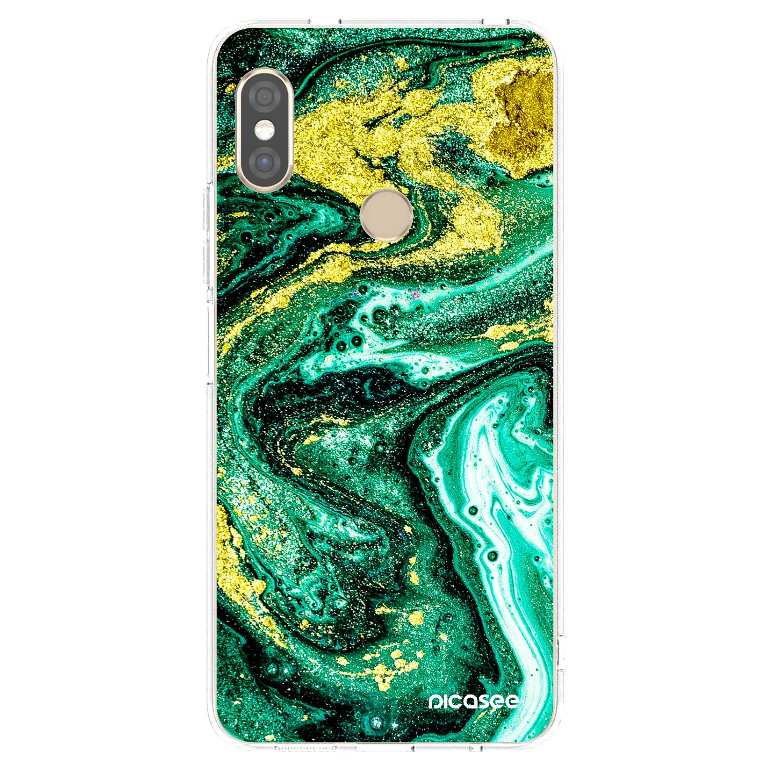 Picasee silikonska prozirna maskica za Xiaomi Redmi Note 5 Global - Green Gold