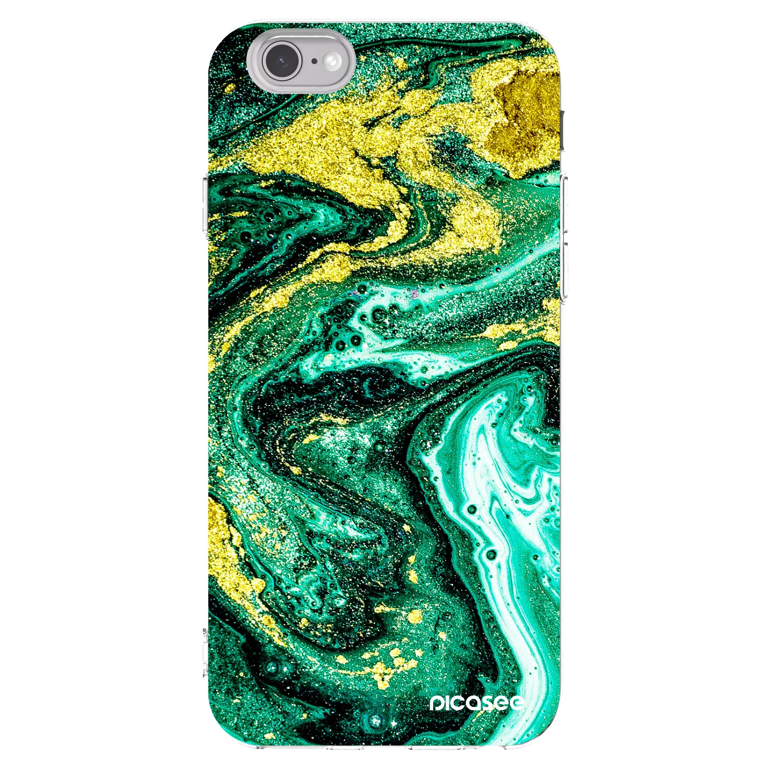 Picasee silikonska prozirna maskica za Apple iPhone 6/6S - Green Gold