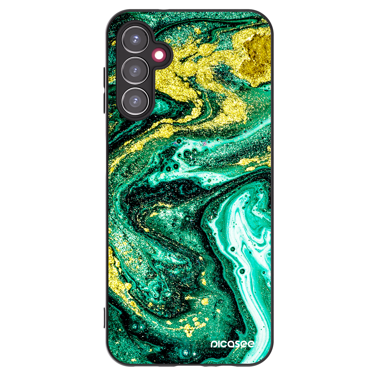 Picasee crna silikonska maskica za Samsung Galaxy A14 4G A145R - Green Gold