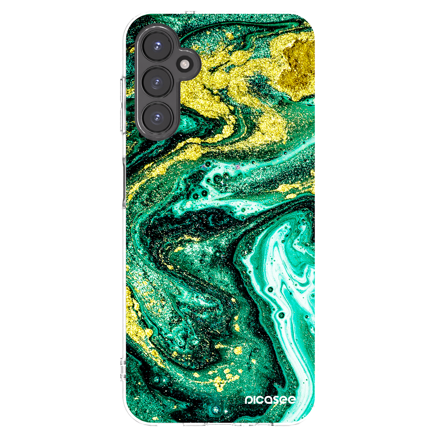 Picasee silikonska prozirna maskica za Samsung Galaxy A14 4G A145R - Green Gold