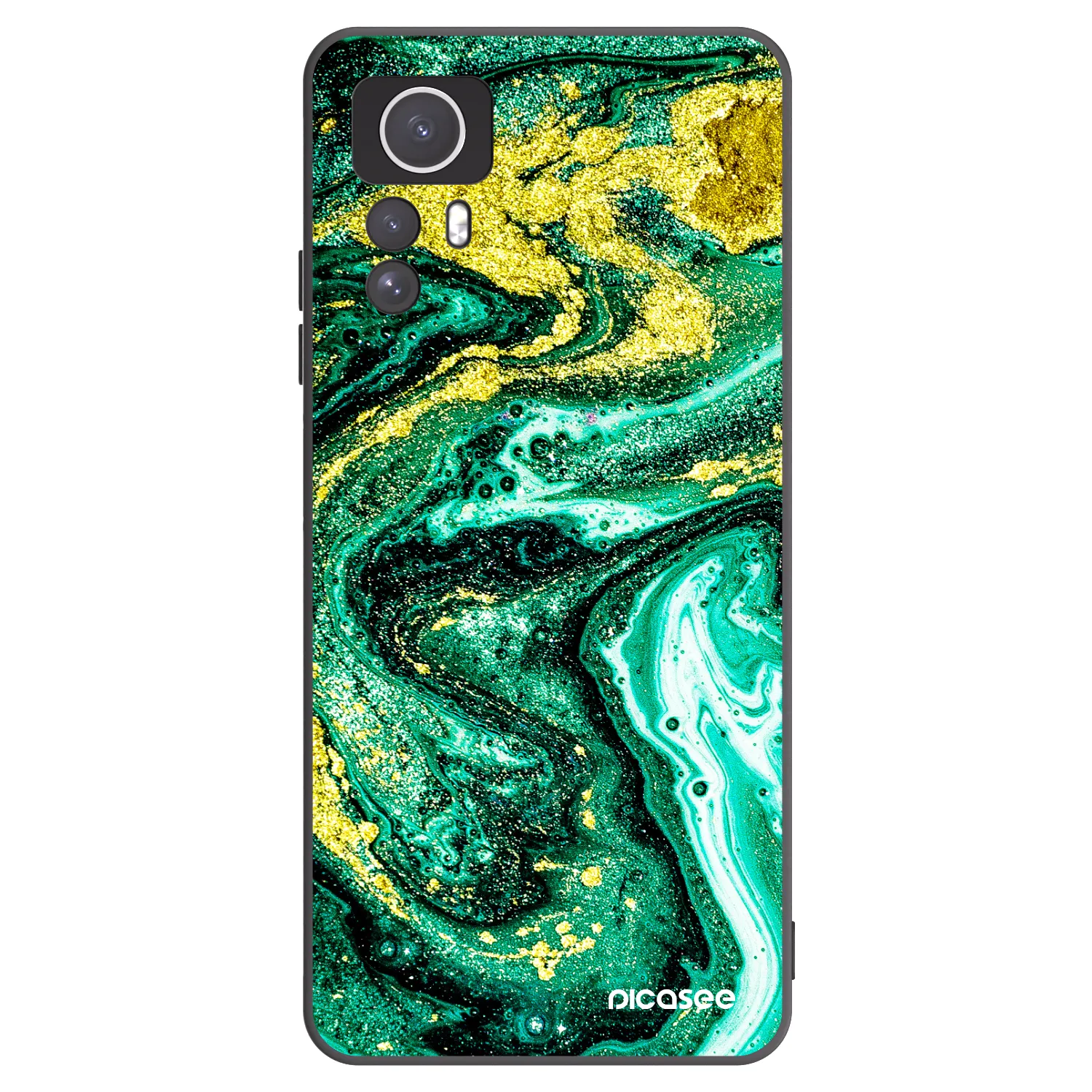 Picasee crna silikonska maskica za Xiaomi Redmi Note 12S - Green Gold