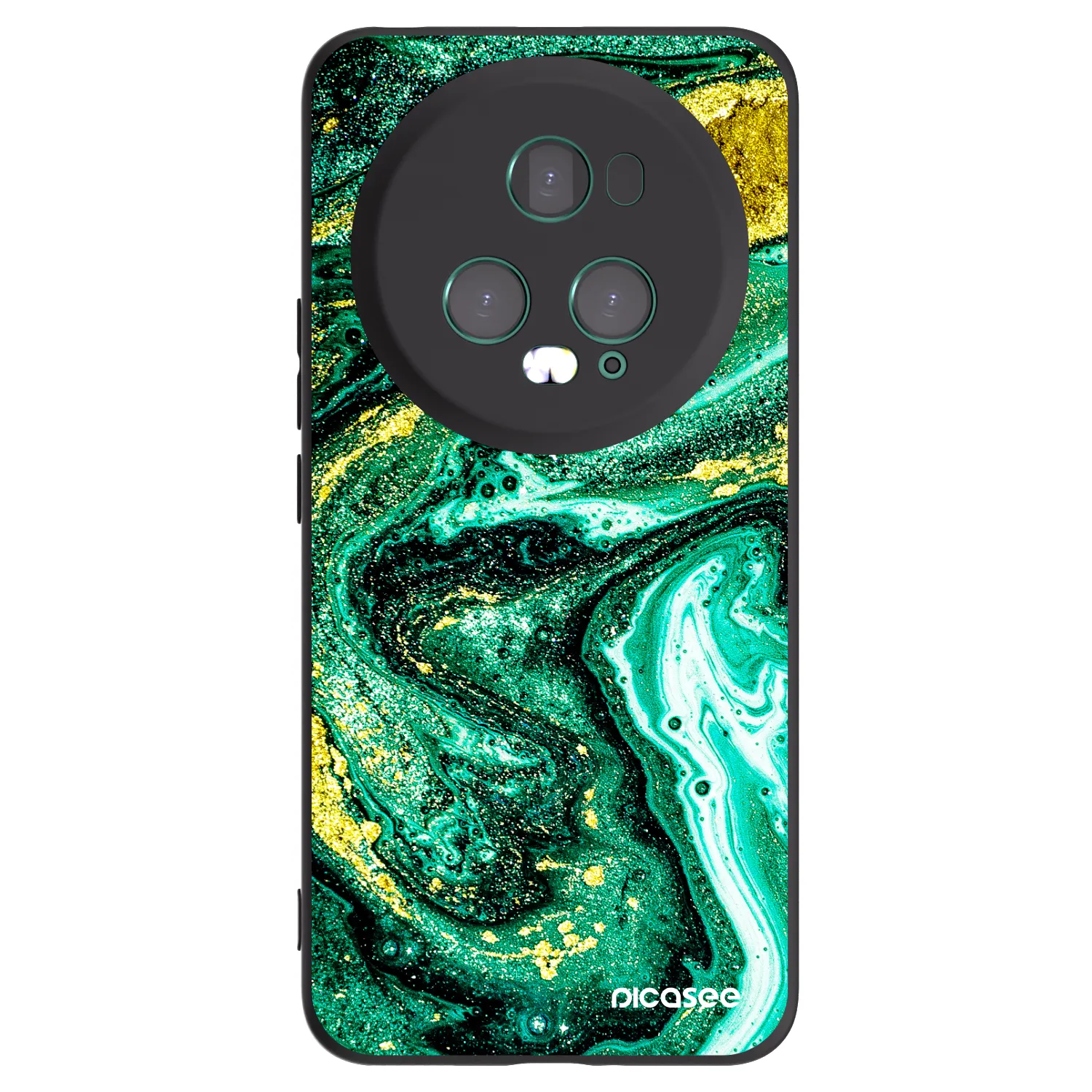 Picasee crna silikonska maskica za Honor Magic5 Pro - Green Gold