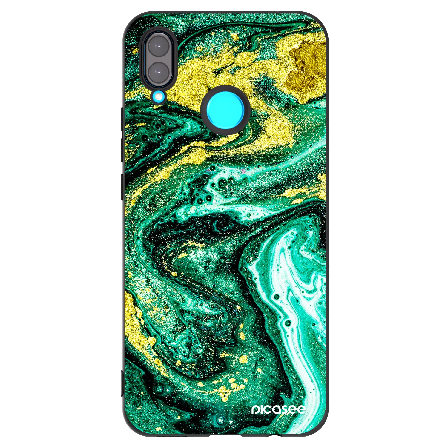 Picasee crna silikonska maskica za Huawei Nova 3 - Green Gold