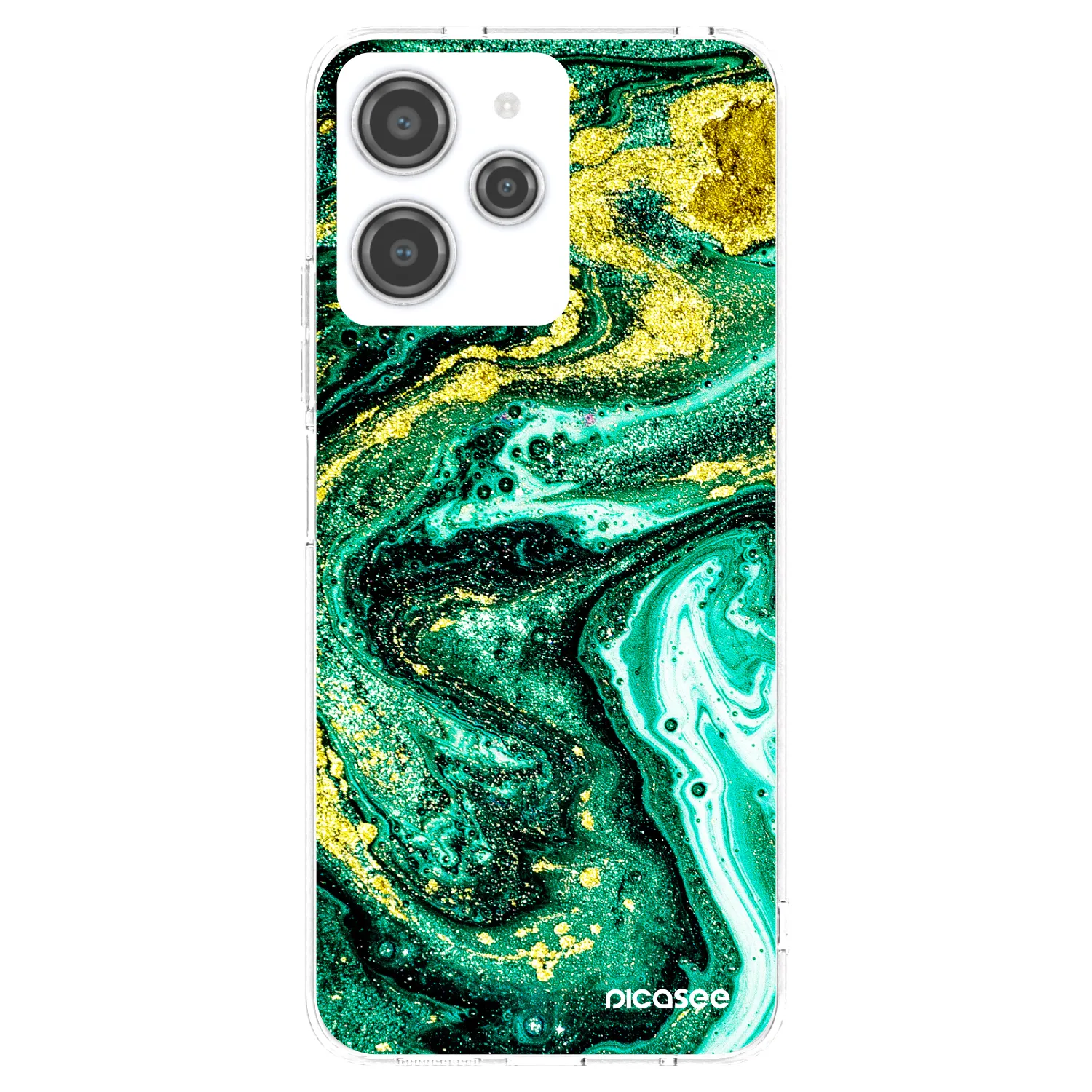 Picasee silikonska prozirna maskica za Xiaomi Redmi 12 4G - Green Gold