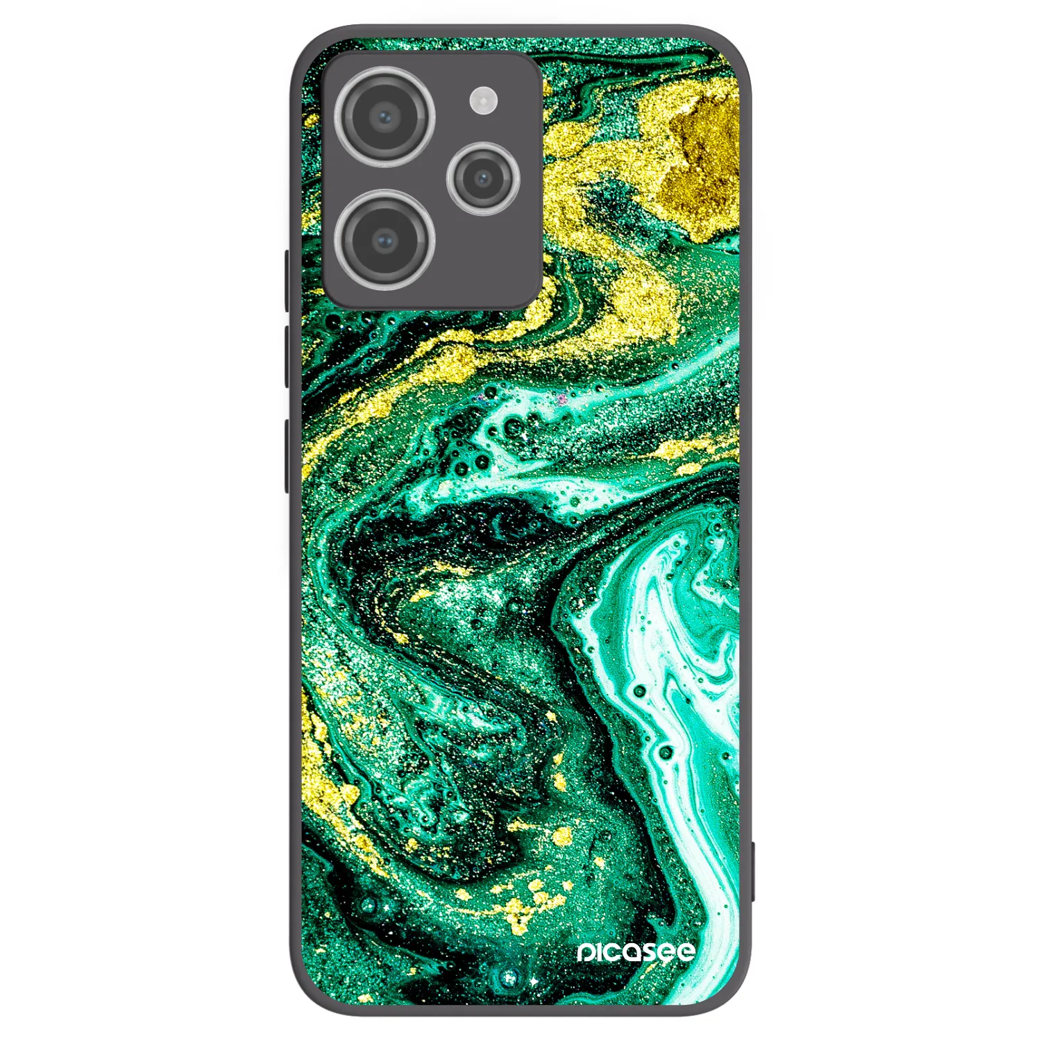 Picasee crna silikonska maskica za Xiaomi Redmi 12 4G - Green Gold