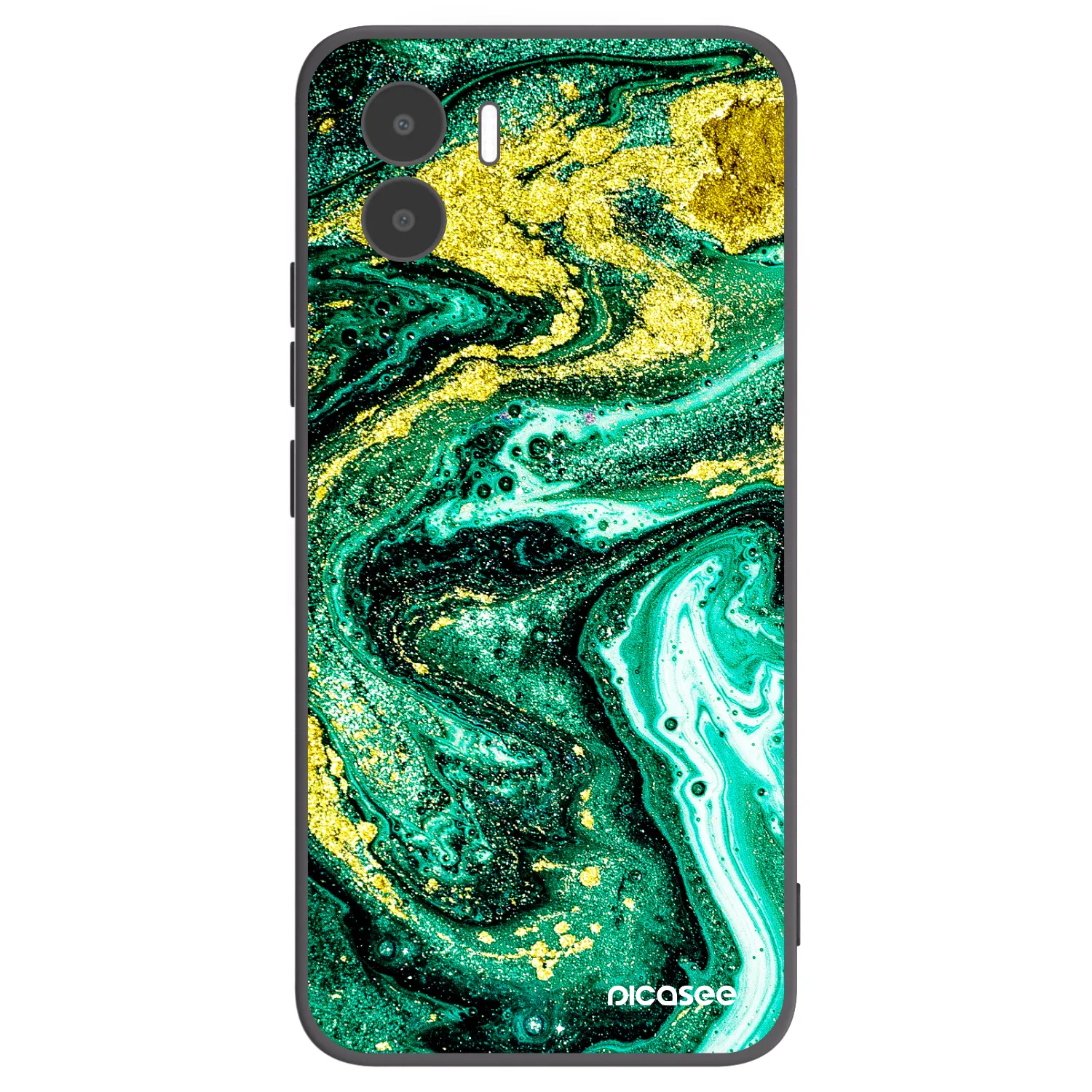 Picasee crna silikonska maskica za Xiaomi Redmi A2 - Green Gold