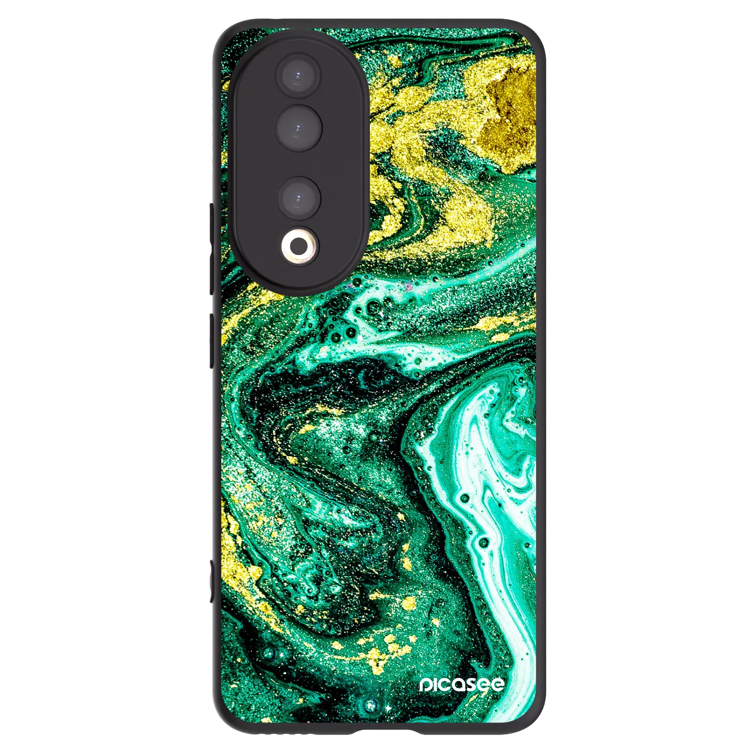 Picasee crna silikonska maskica za Honor 90 5G - Green Gold