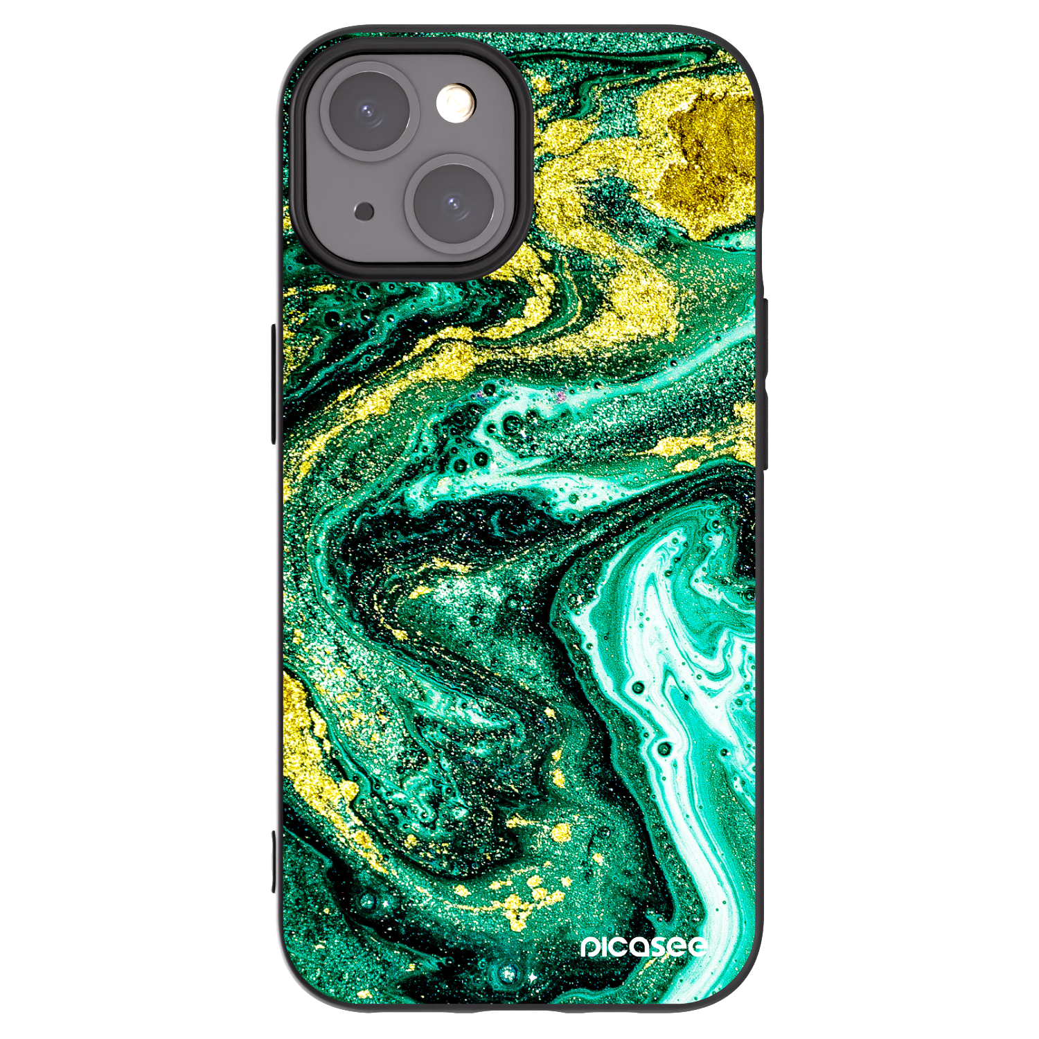 Picasee crna silikonska maskica za Apple iPhone 15 - Green Gold
