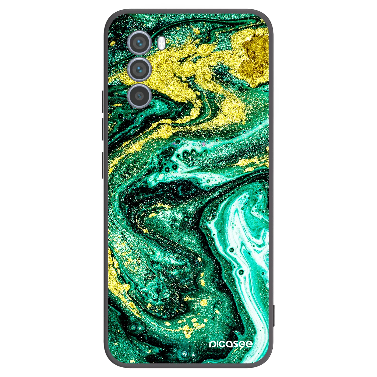 Picasee crna silikonska maskica za Motorola Moto G62 - Green Gold