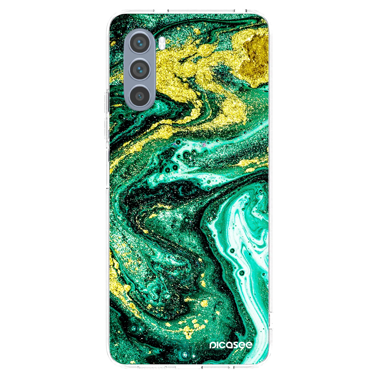 Picasee silikonska prozirna maskica za Motorola Moto G62 - Green Gold