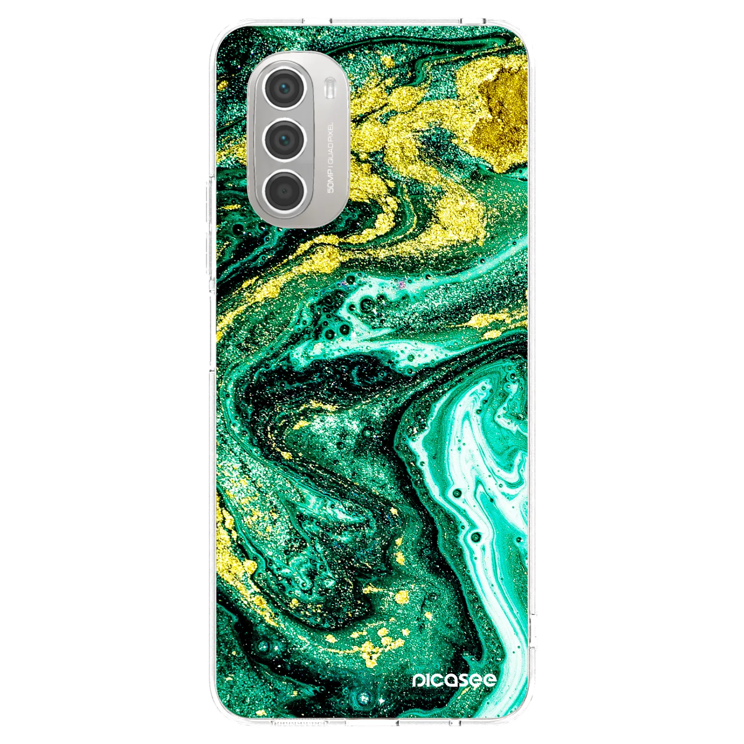 Picasee silikonska prozirna maskica za Motorola Moto G51 - Green Gold