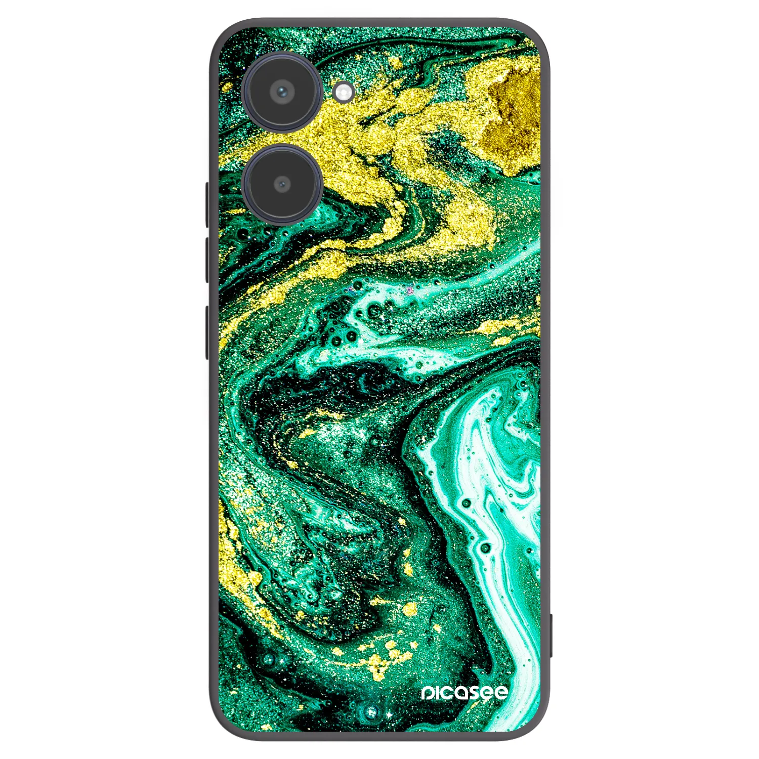 Picasee crna silikonska maskica za Realme 10 4G - Green Gold