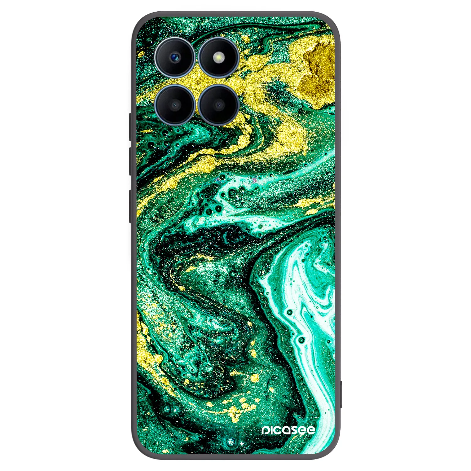Picasee crna silikonska maskica za Honor 70 Lite - Green Gold
