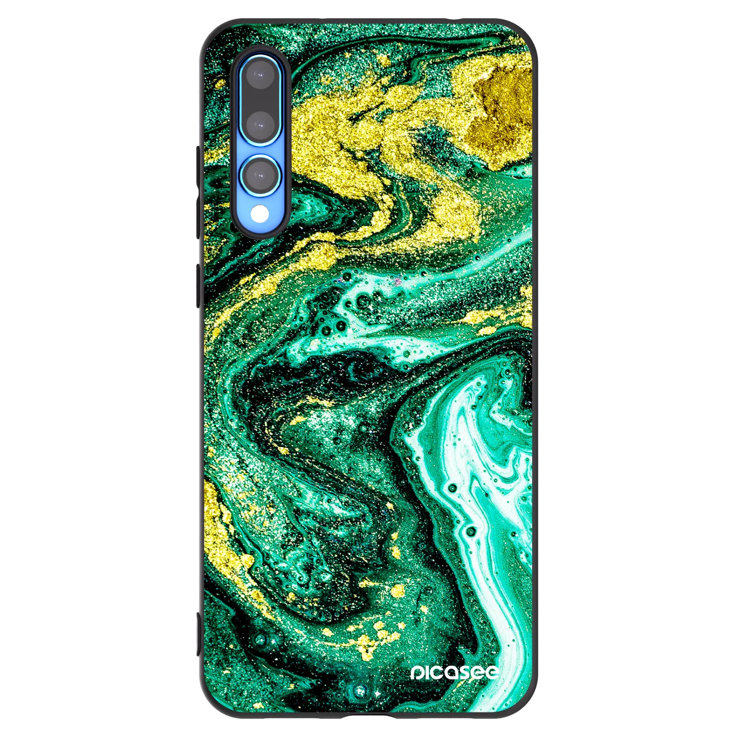 Picasee crna silikonska maskica za Huawei P20 Pro - Green Gold
