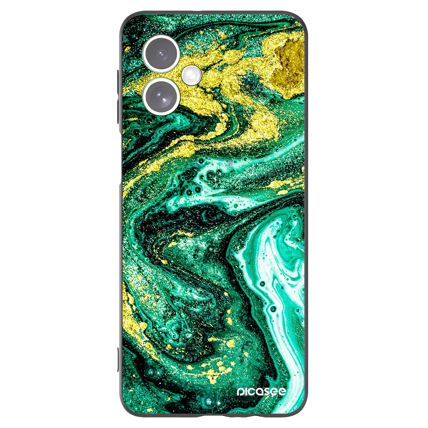 Picasee crna silikonska maskica za Motorola Moto G54 5G - Green Gold