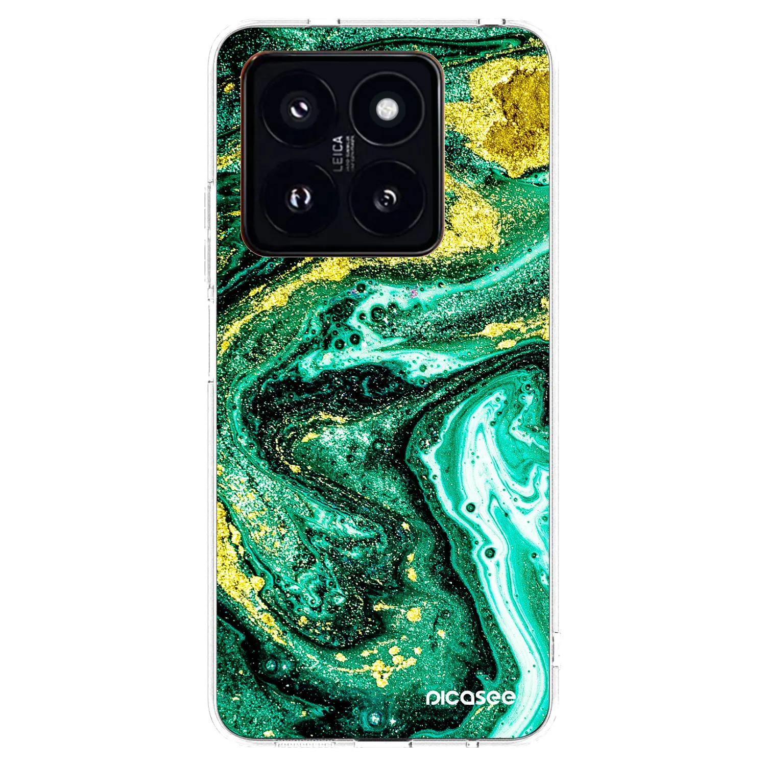 Picasee silikonska prozirna maskica za Xiaomi 14 Pro - Green Gold