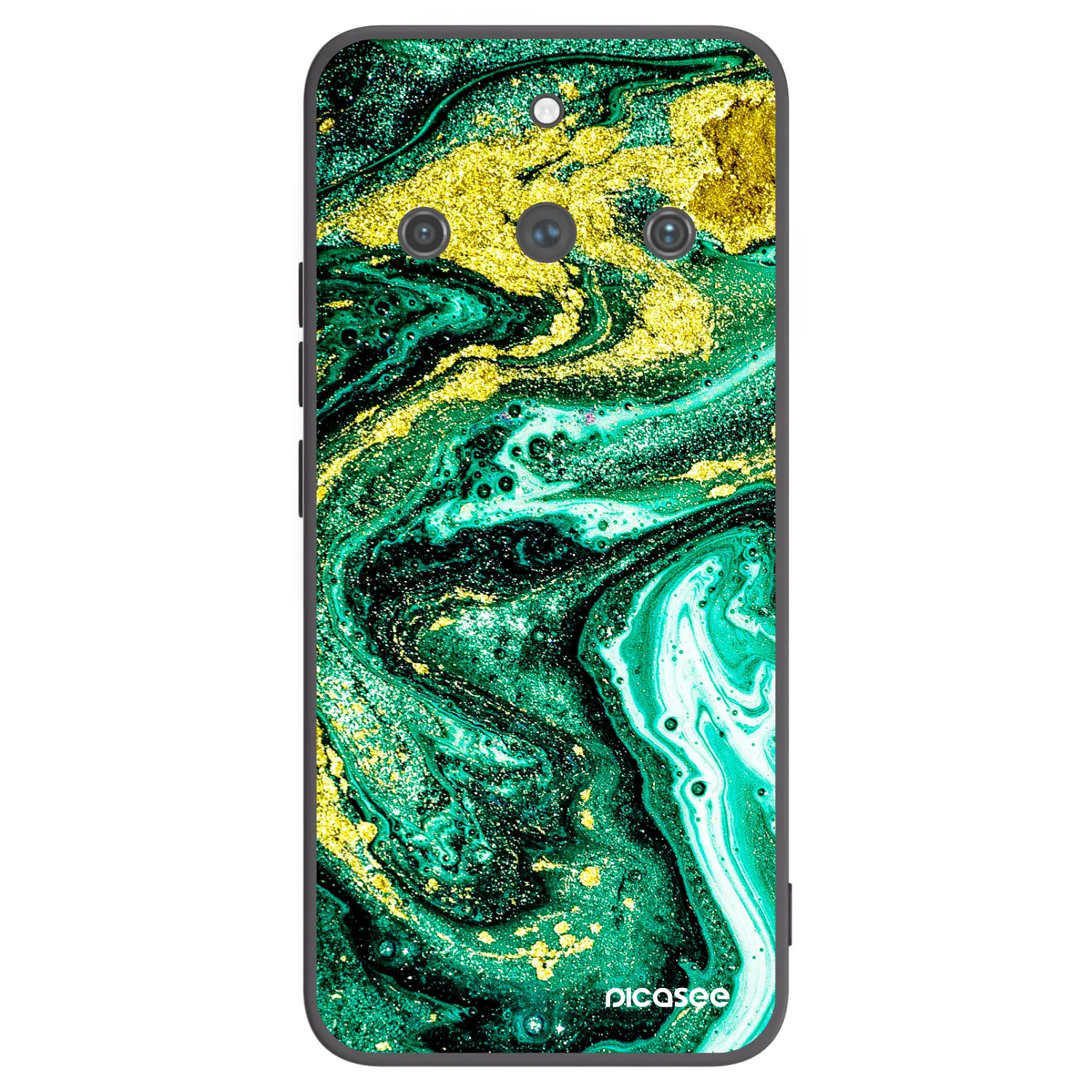 Picasee crna silikonska maskica za Realme 11 Pro+ - Green Gold
