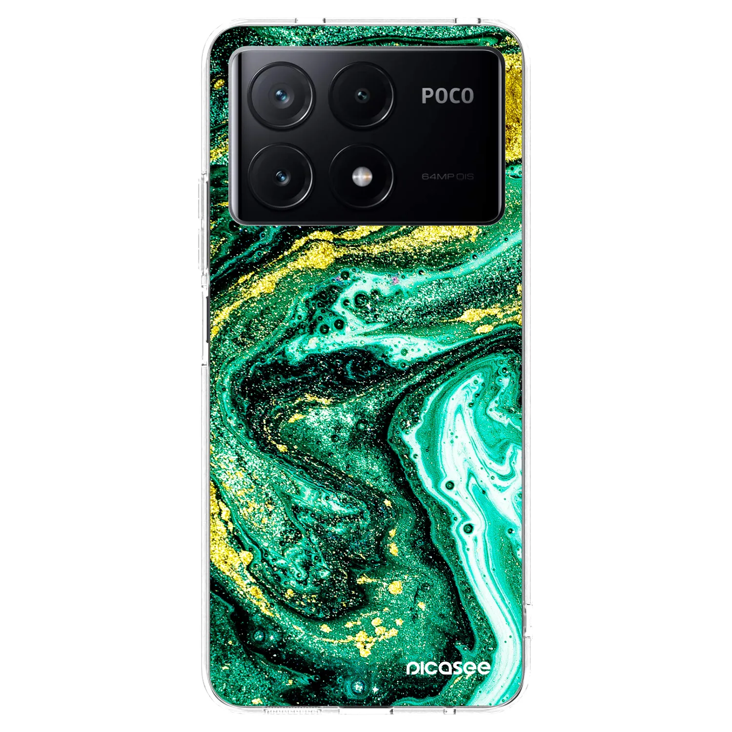 Picasee silikonska prozirna maskica za Xiaomi Poco X6 Pro - Green Gold