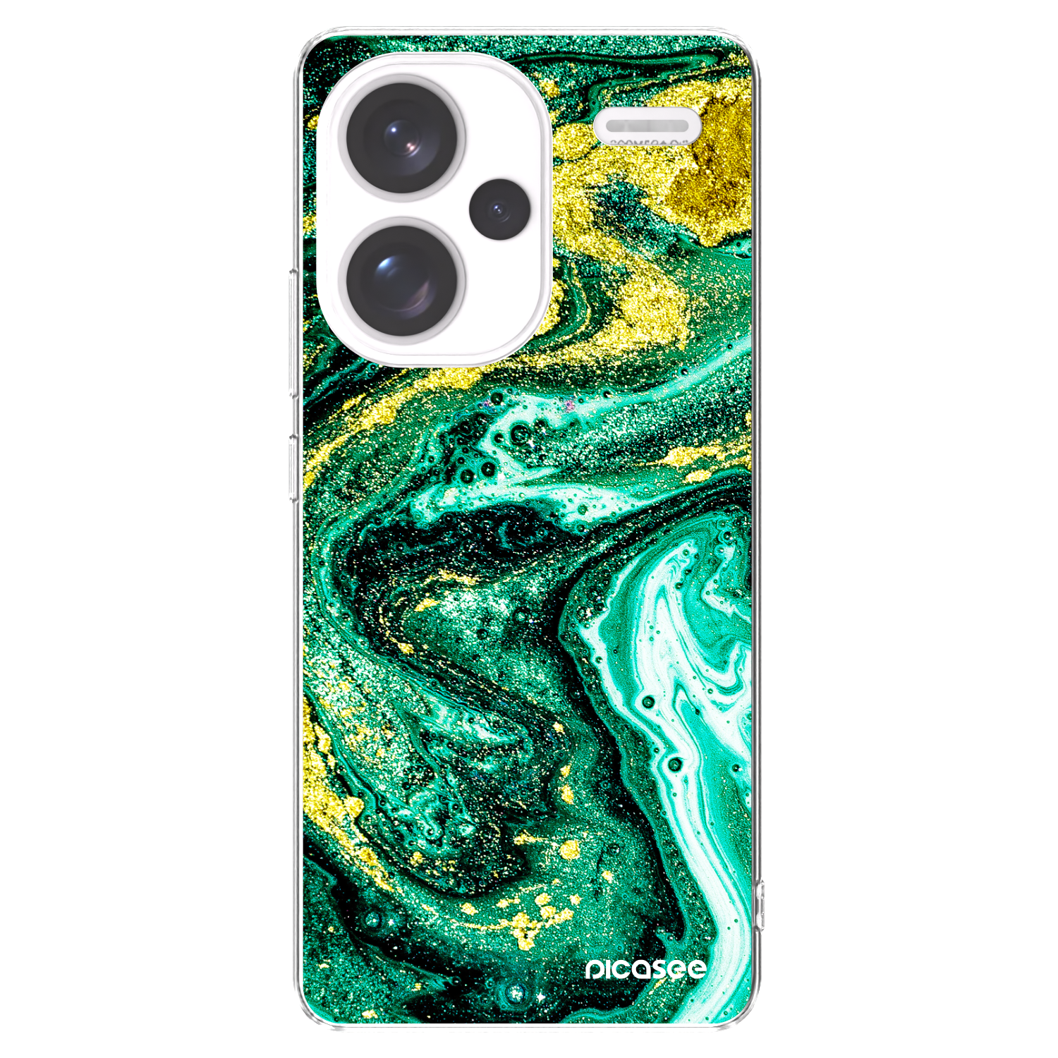 Picasee silikonska prozirna maskica za Xiaomi Redmi Note 13 Pro+ 5G - Green Gold