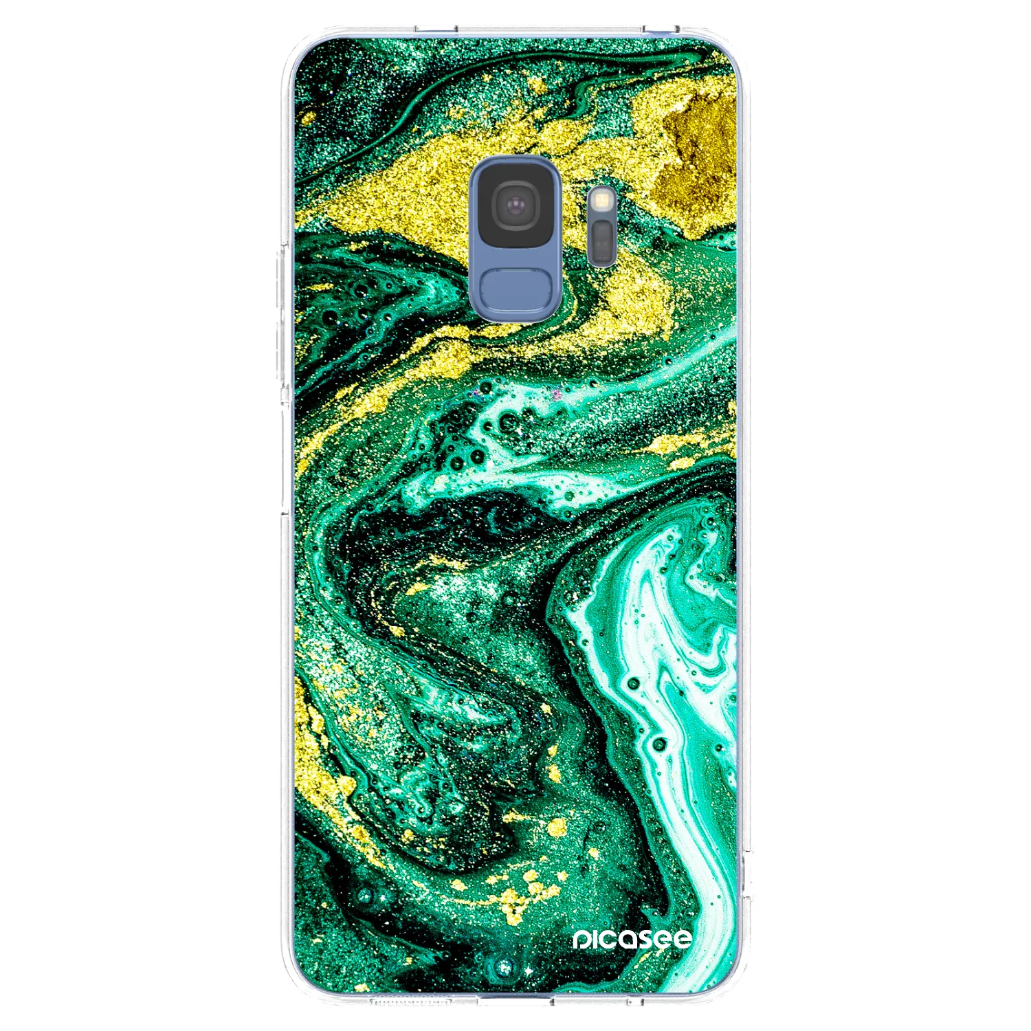 Picasee silikonska prozirna maskica za Samsung Galaxy S9 G960F - Green Gold