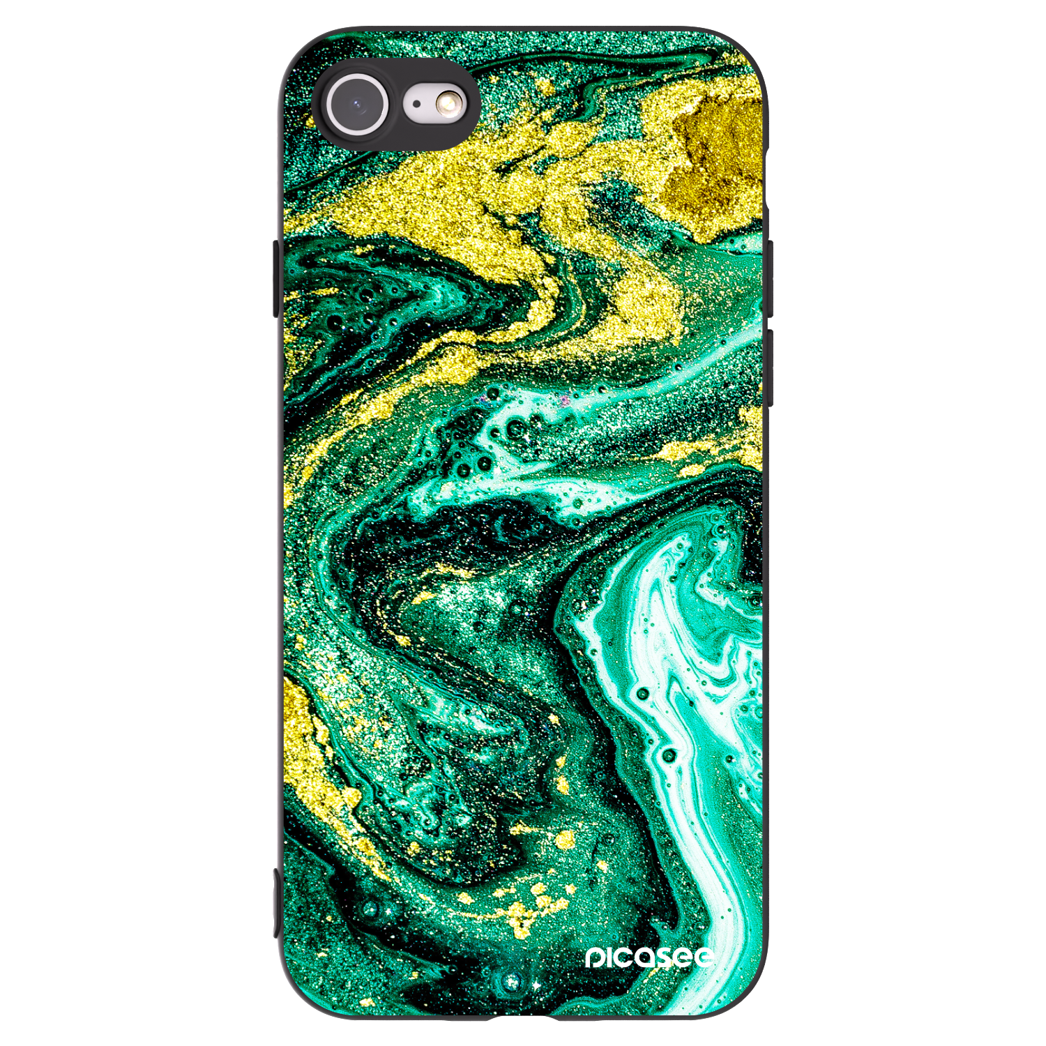 Picasee crna silikonska maskica za Apple iPhone 8 - Green Gold
