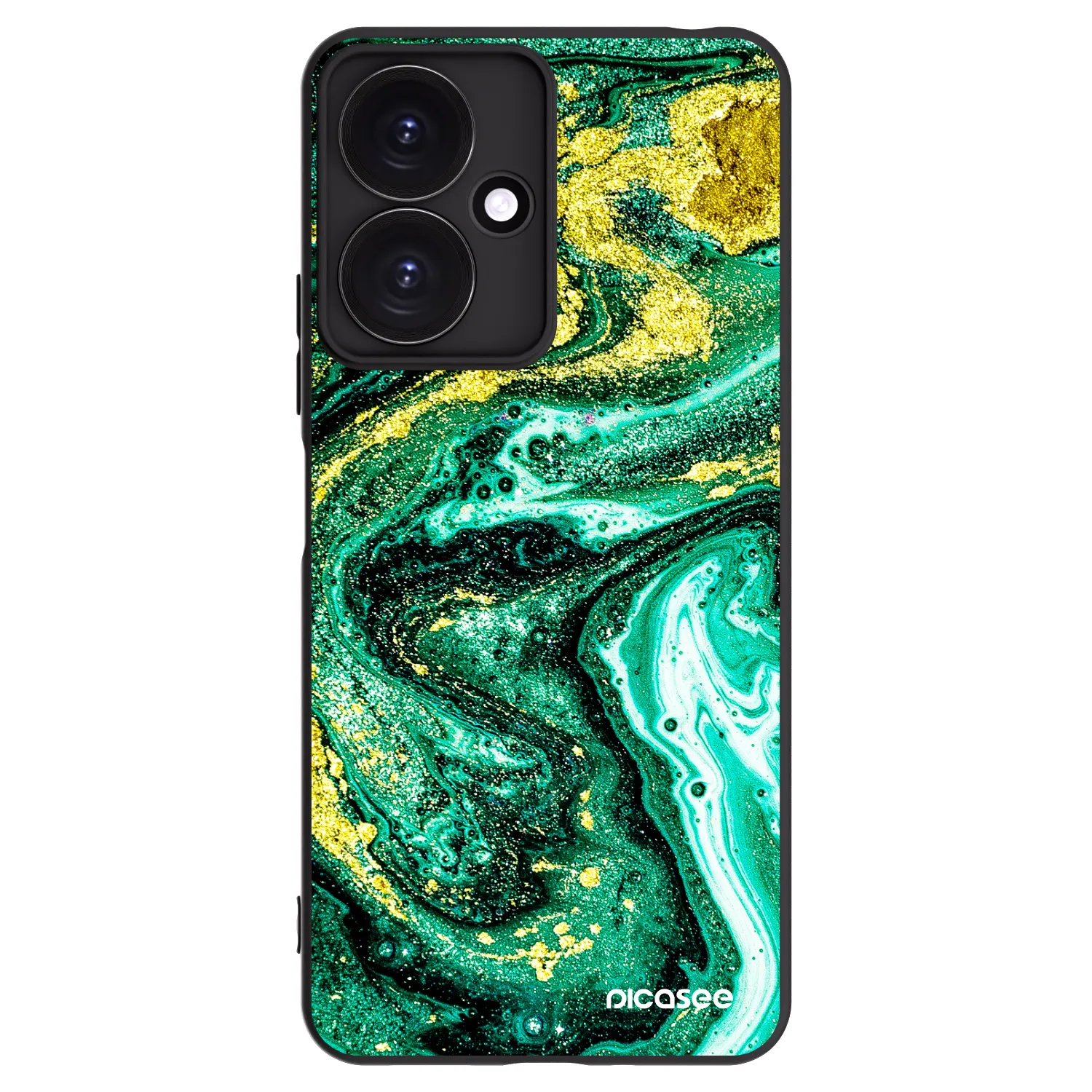 Picasee crna silikonska maskica za Xiaomi Redmi 13C 5G - Green Gold