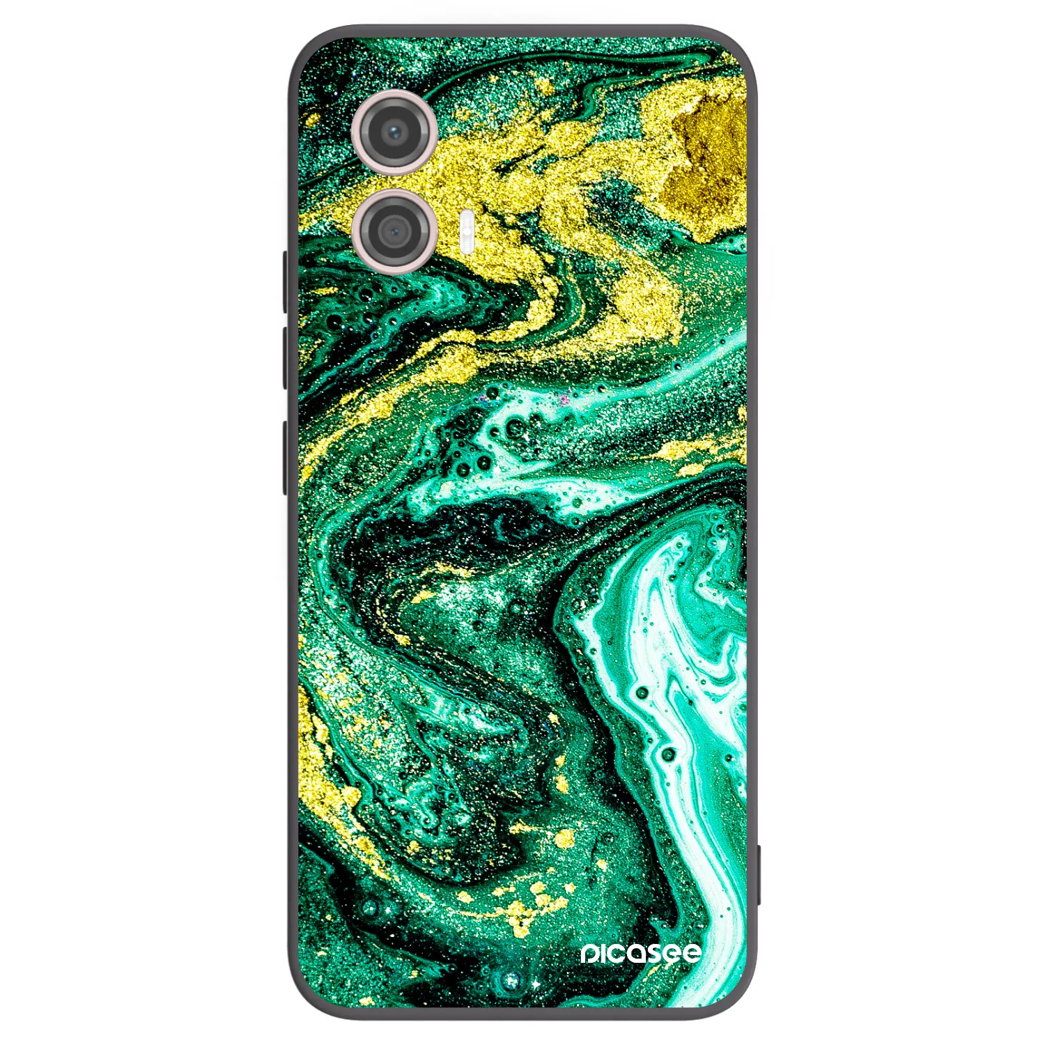 Picasee crna silikonska maskica za Motorola Moto G53 5G - Green Gold
