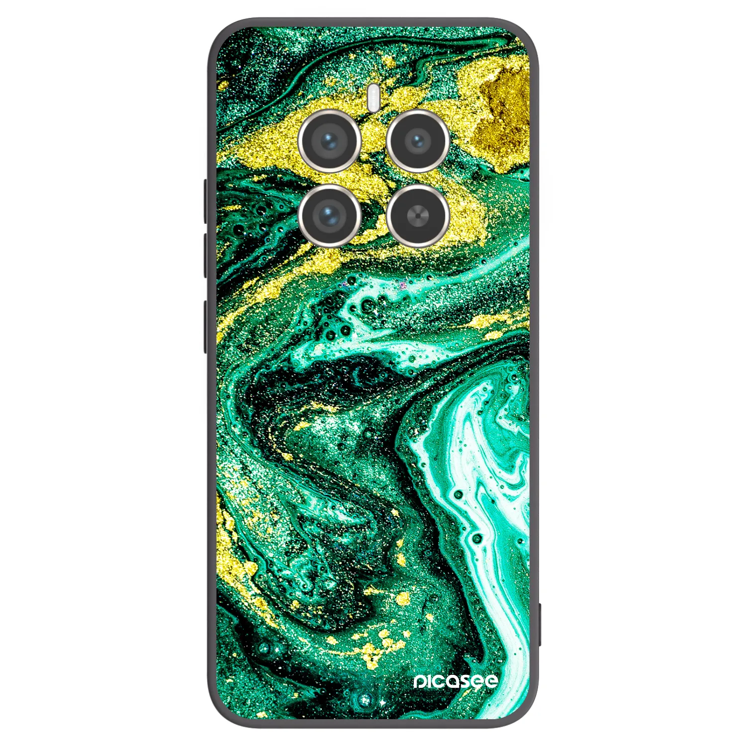 Picasee crna silikonska maskica za Realme 12 Pro 5G - Green Gold