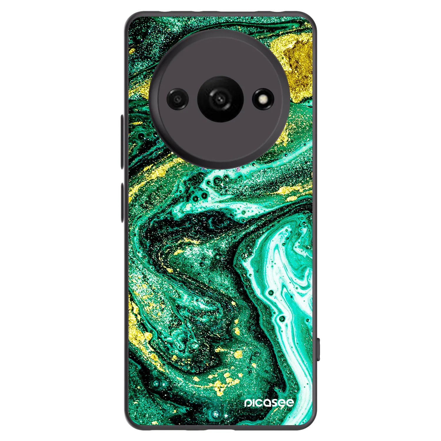 Picasee crna silikonska maskica za Xiaomi Redmi A3 - Green Gold