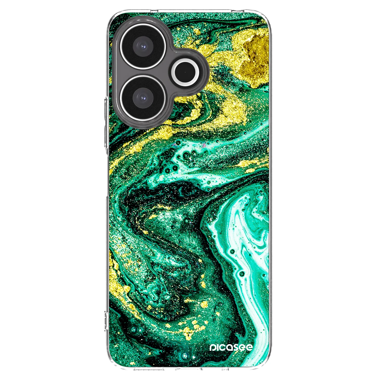 Picasee silikonska prozirna maskica za Xiaomi Redmi 13 4G - Green Gold