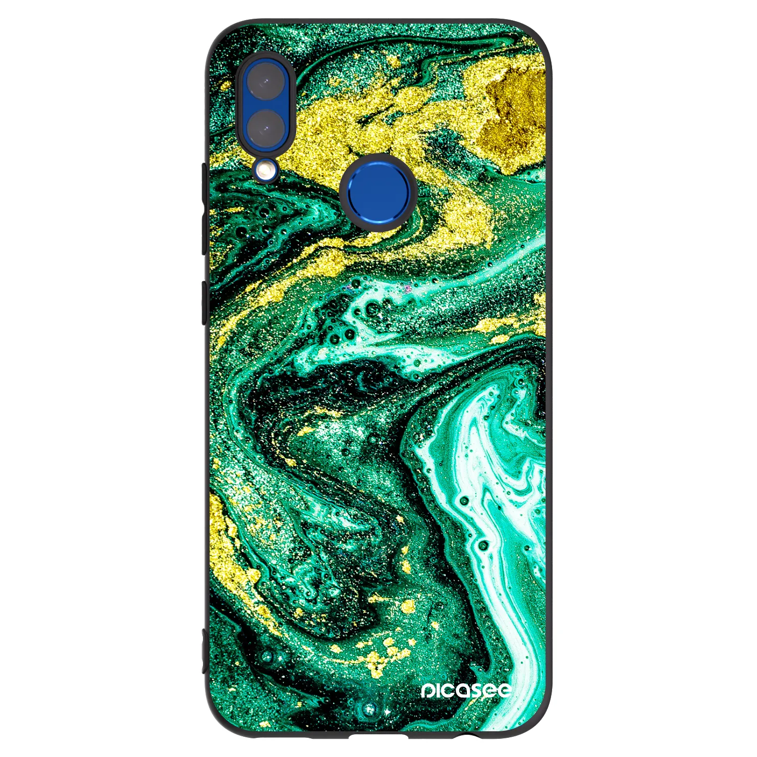 Picasee crna silikonska maskica za Honor 10 Lite - Green Gold