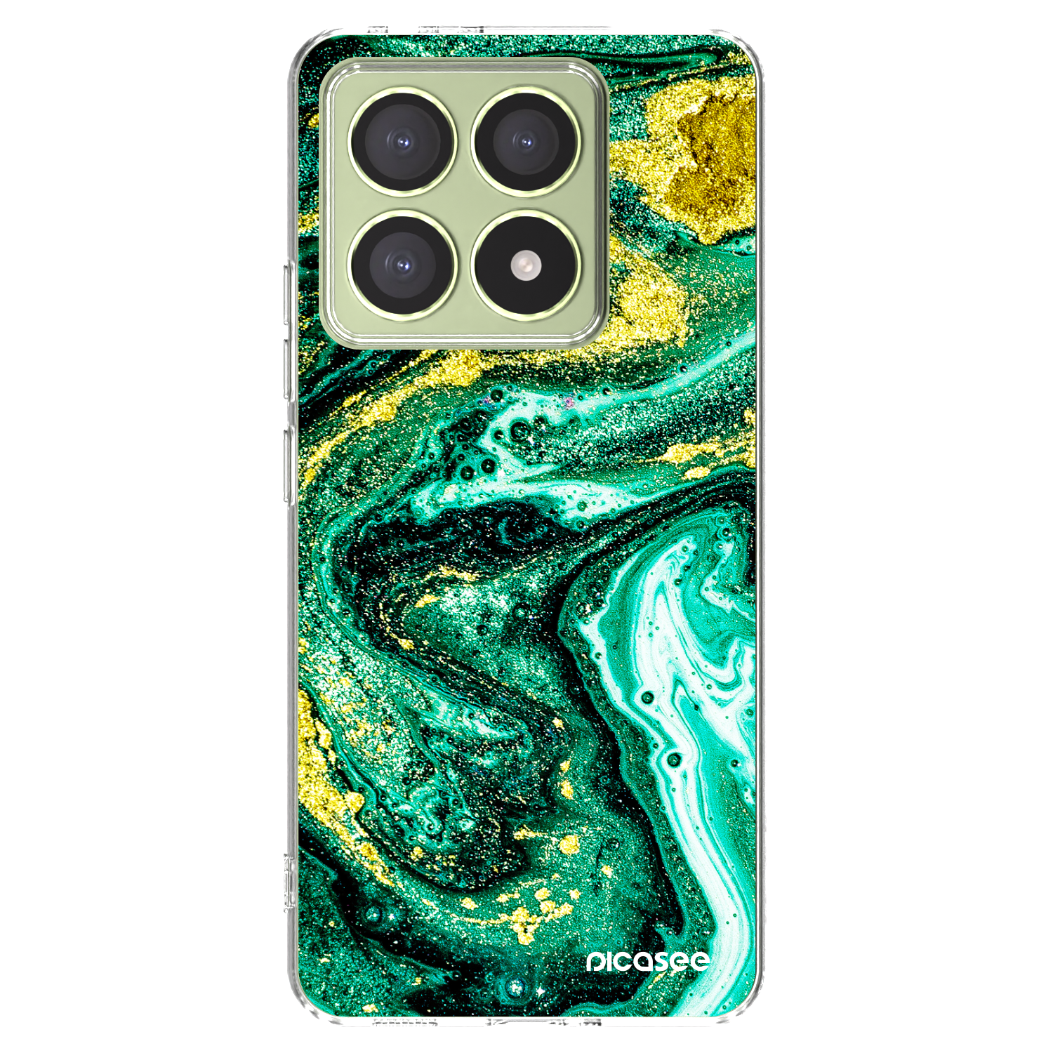 Picasee silikonska prozirna maskica za Xiaomi 14T - Green Gold