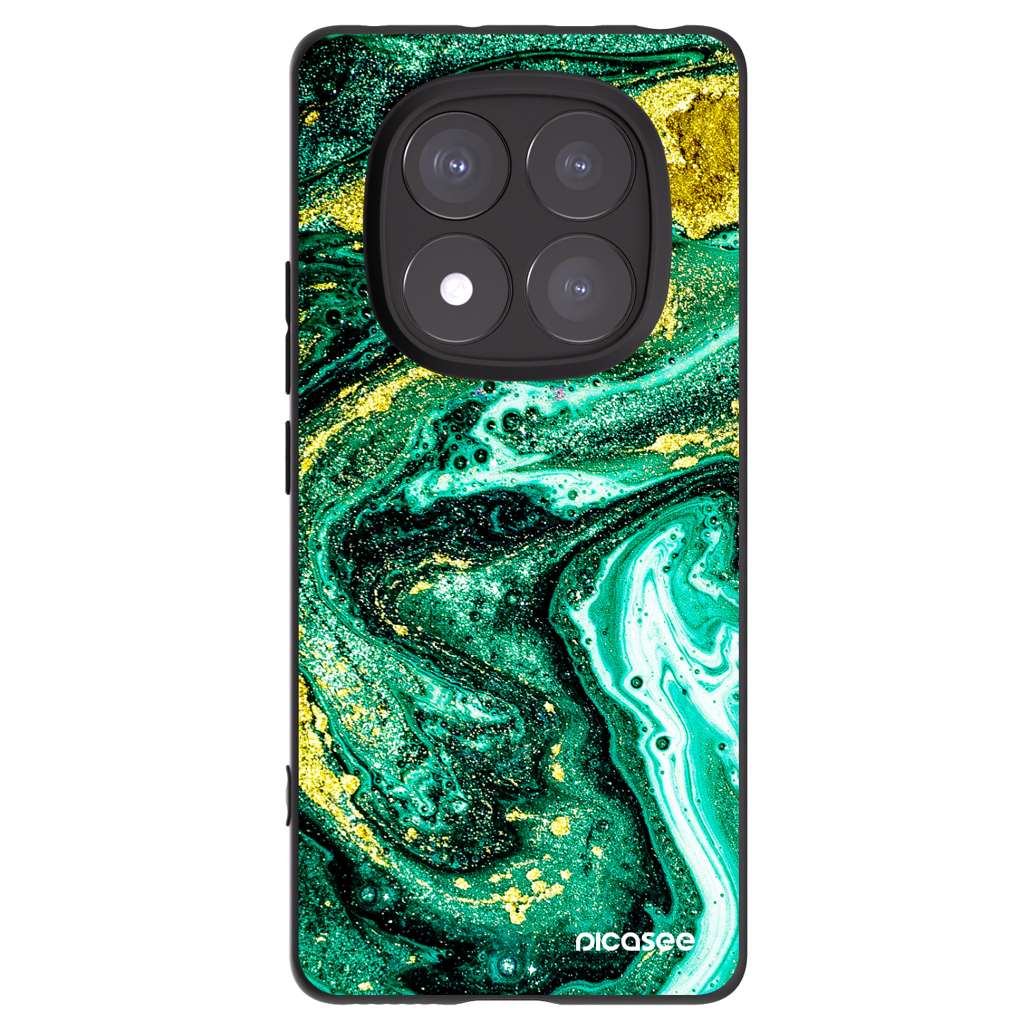 Picasee crna silikonska maskica za Xiaomi Redmi Note 14 Pro 5G - Green Gold